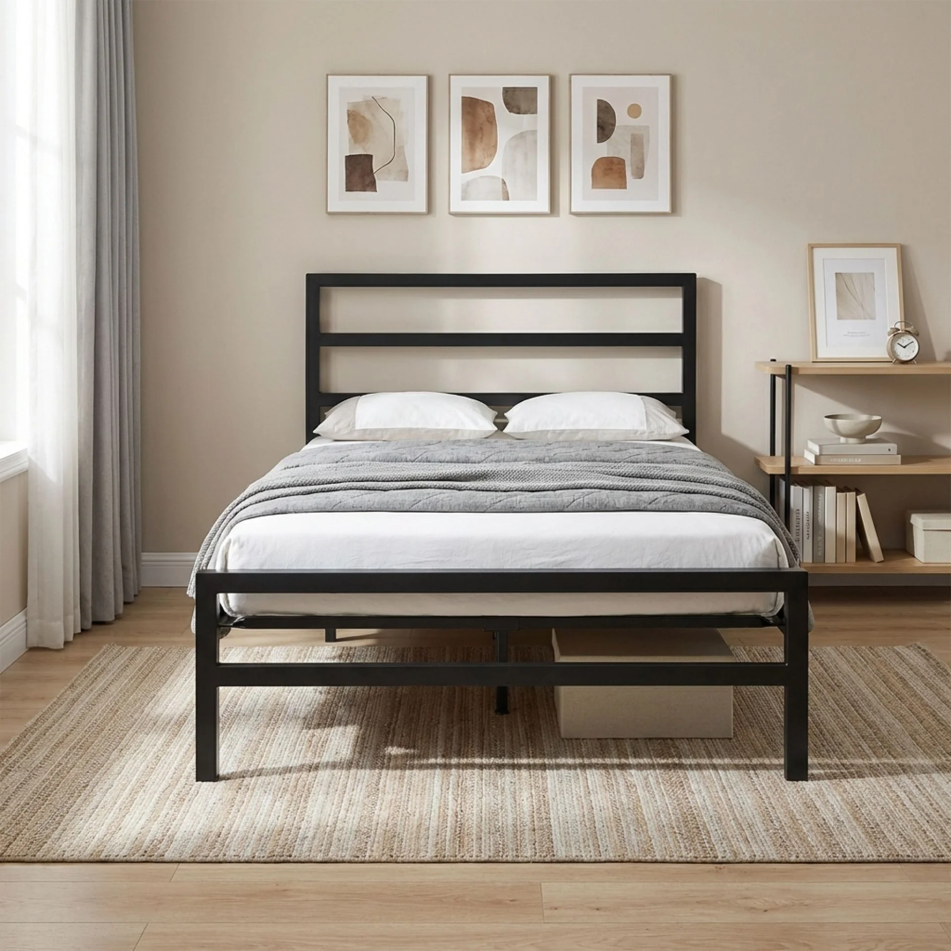 Dowe King Single Metal Bed Frame - Black - Image 9