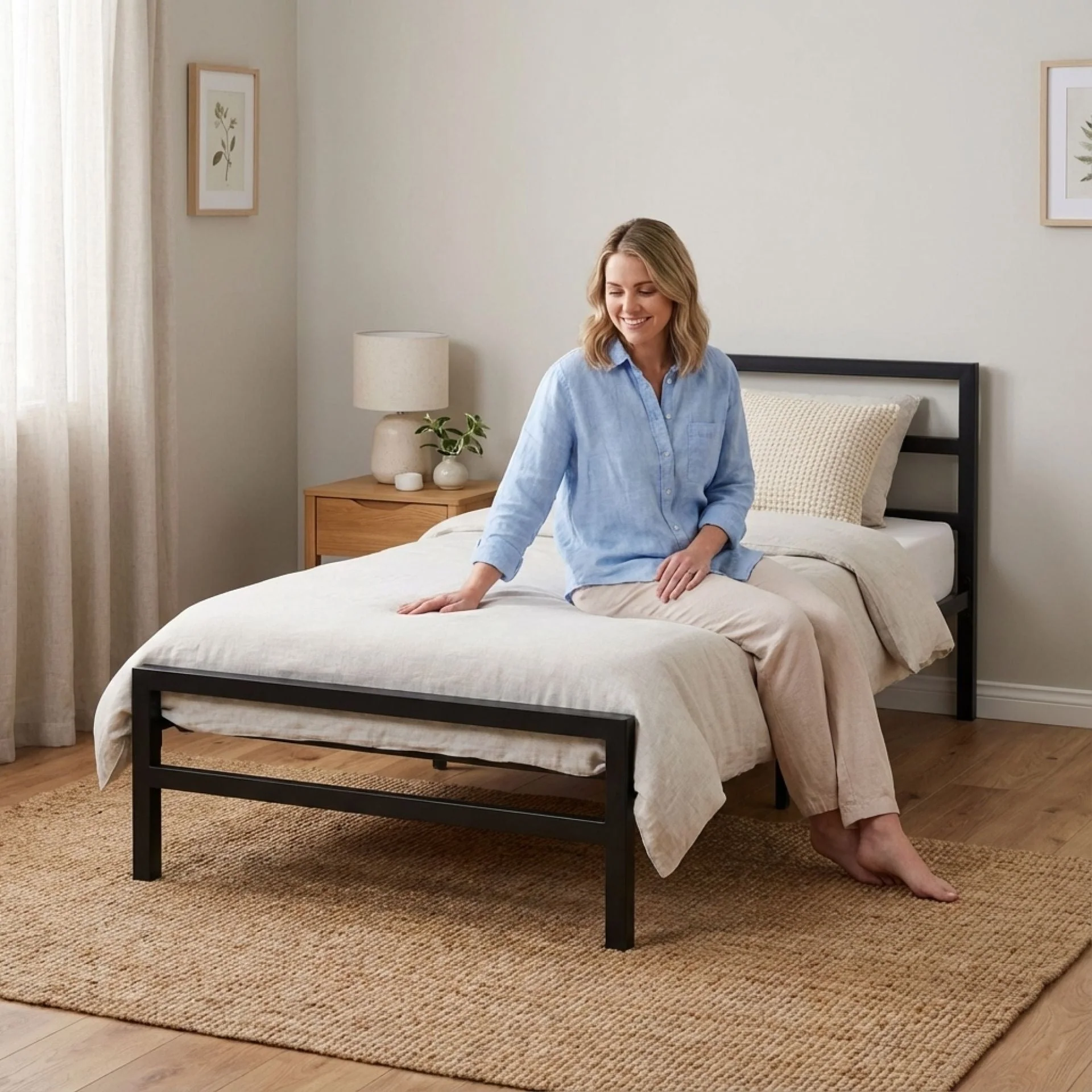 Dowe Single Metal Bed Frame - Black - Image 2