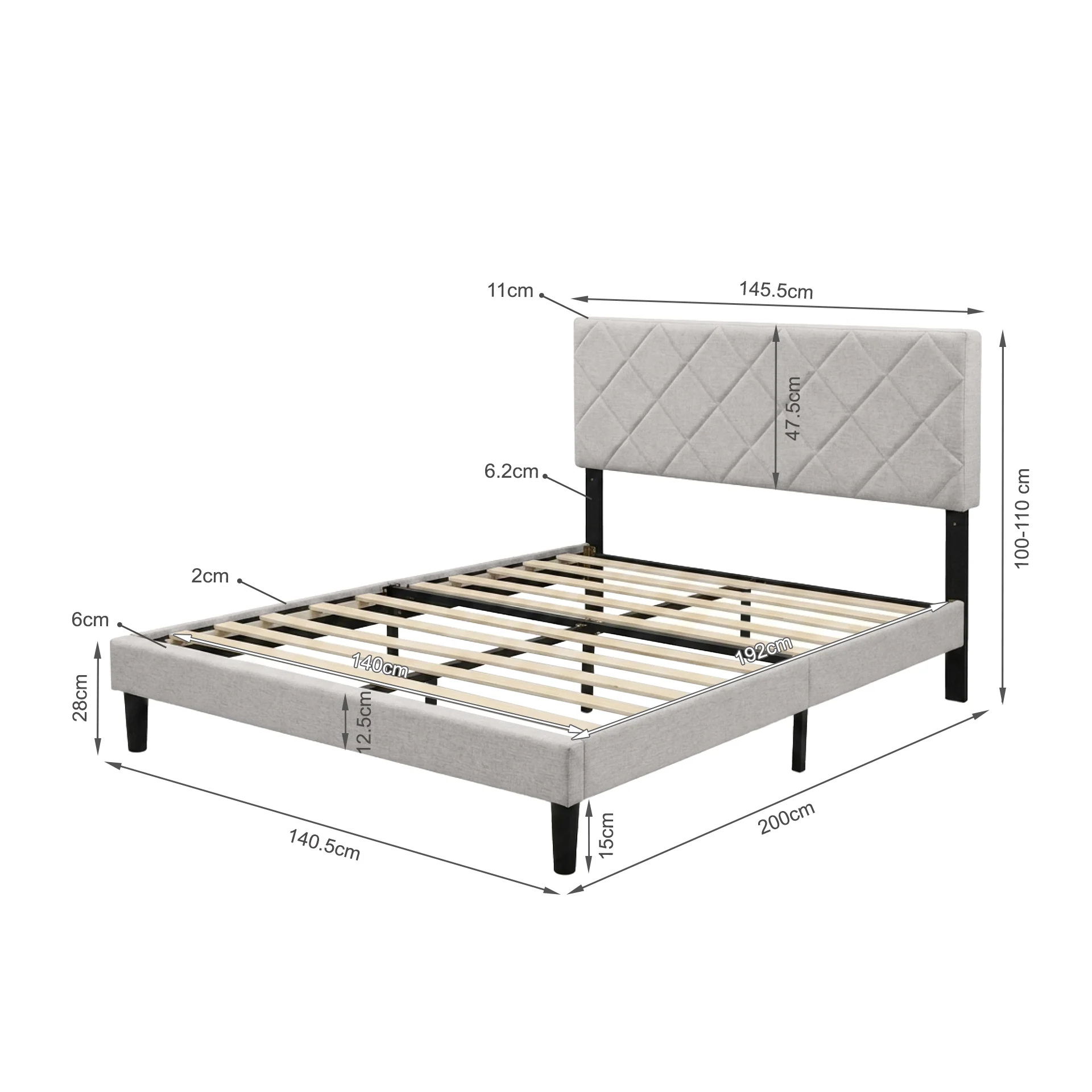 Drift Double Bed Frame - Light Taupe - Image 17