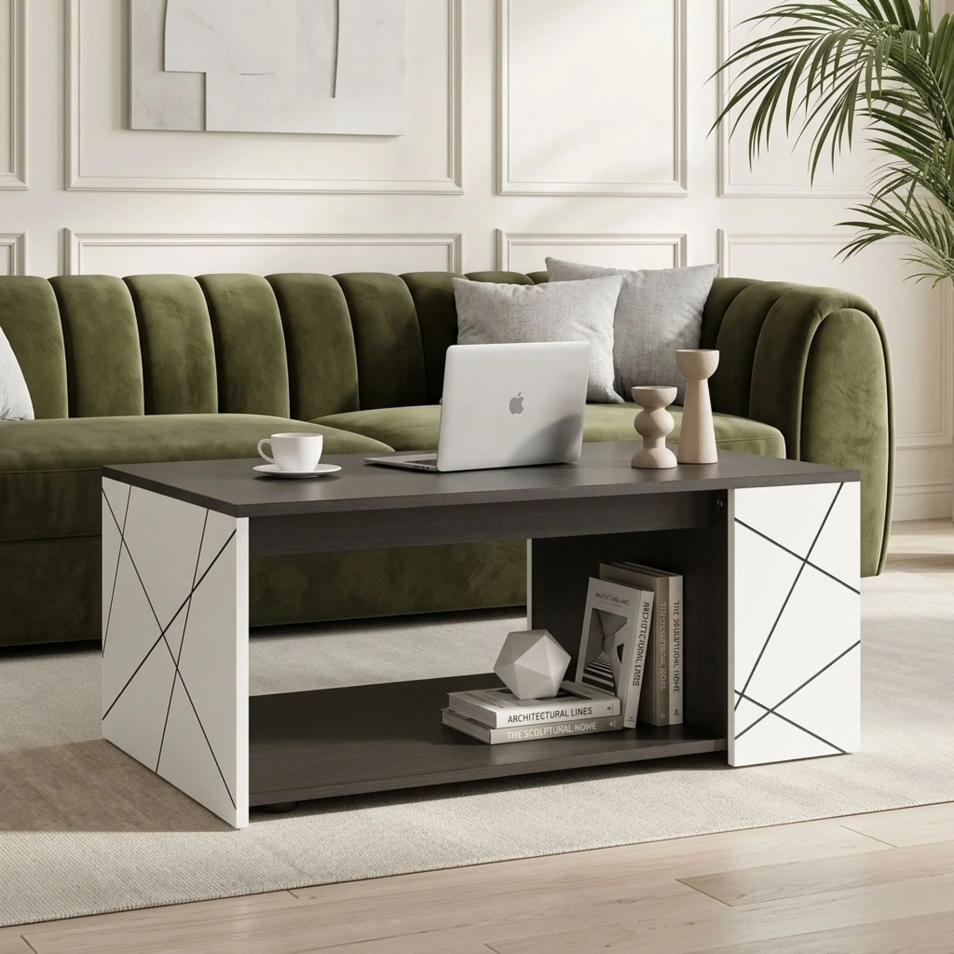 Dustin Coffee Table - Oak Grey + White - Image 2