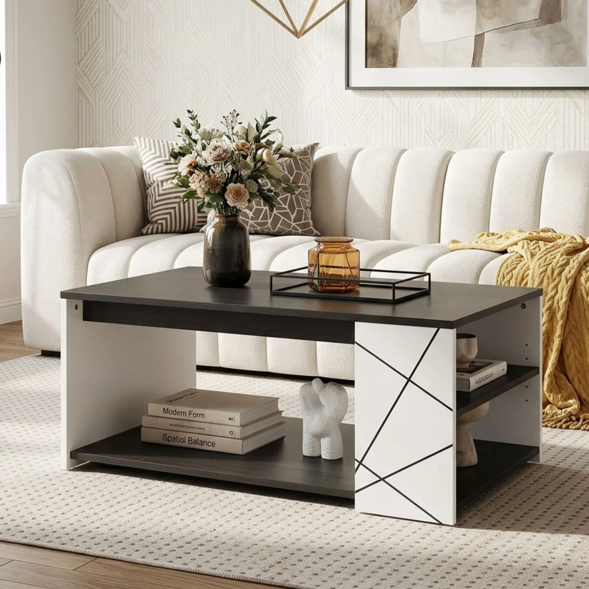 Dustin Coffee Table - Oak Grey + White - Image 3