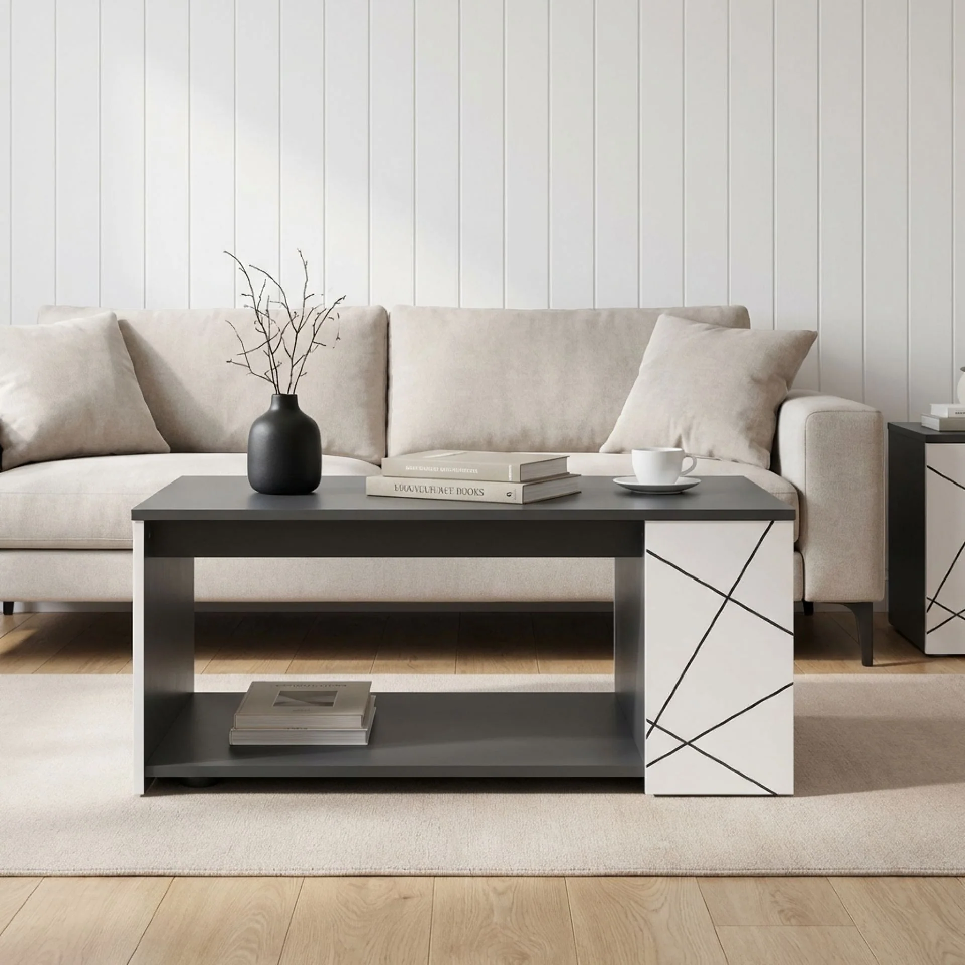 Dustin Coffee Table - Oak Grey + White - Image 4