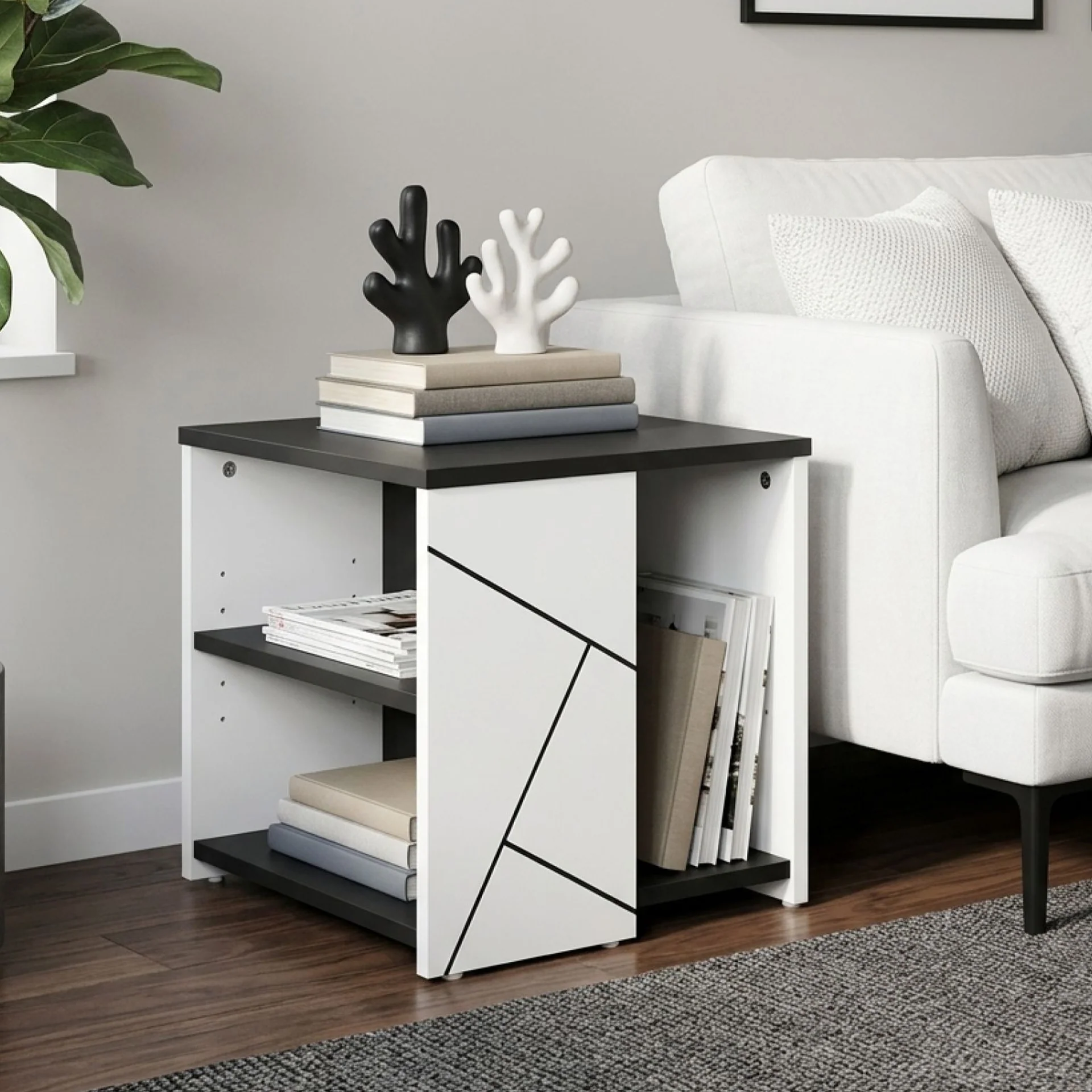 Dustin Side Table - Oak Grey + White