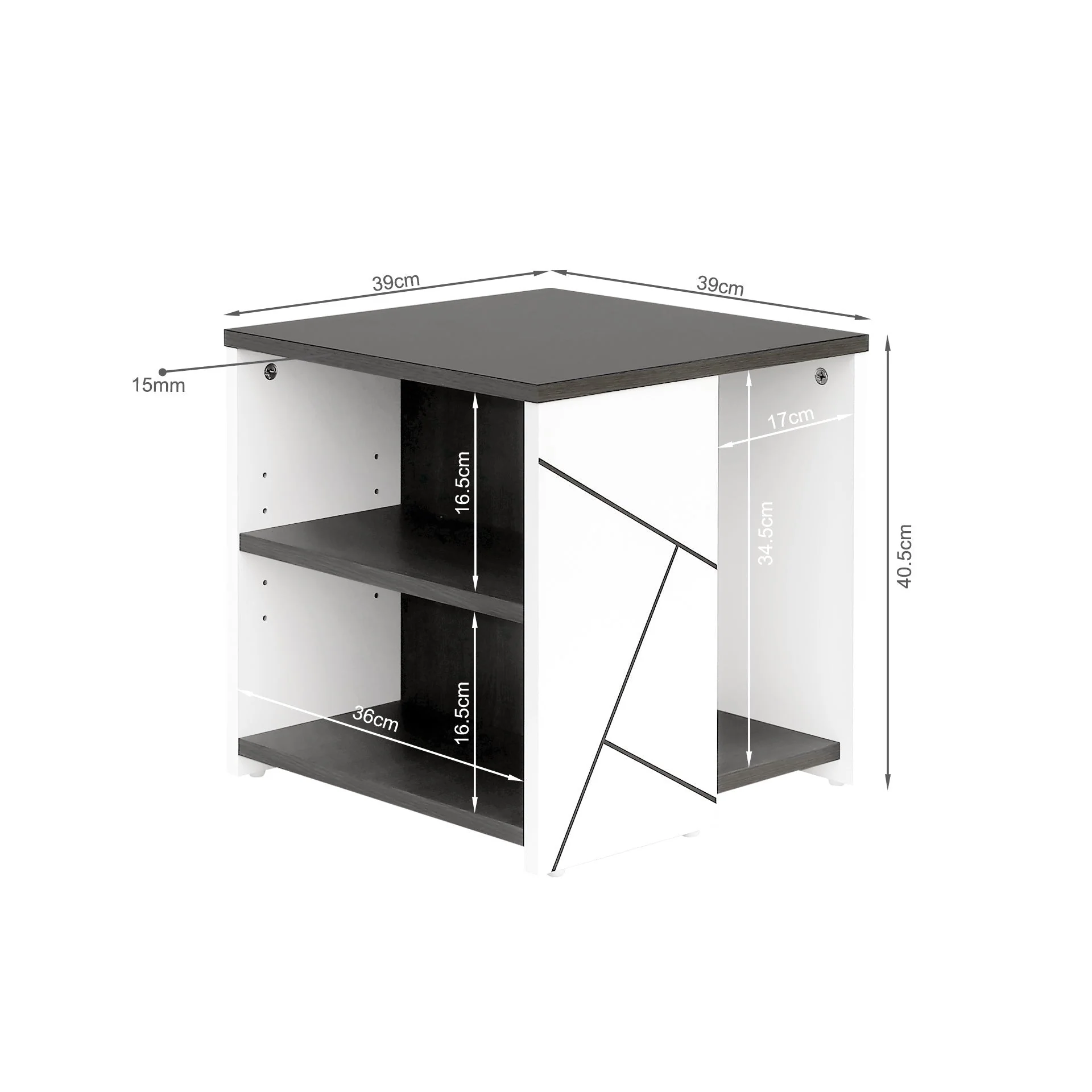 Dustin Side Table - Oak Grey + White - Image 11