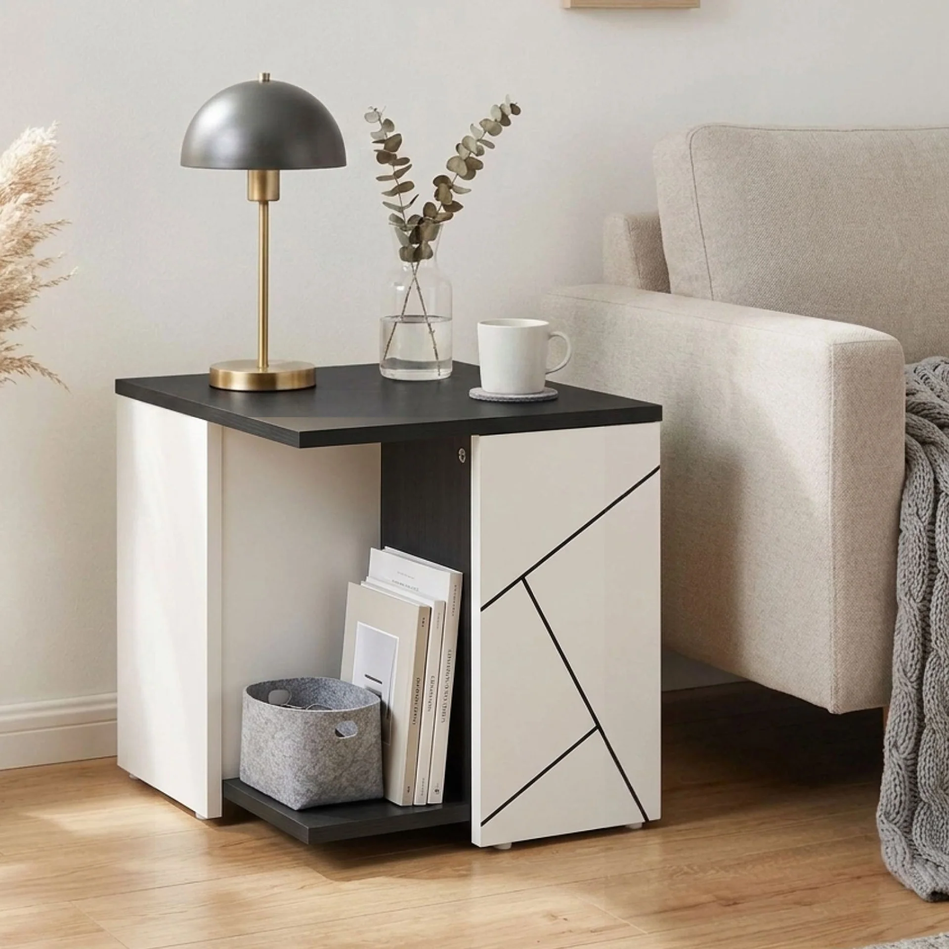 Dustin Side Table - Oak Grey + White - Image 2