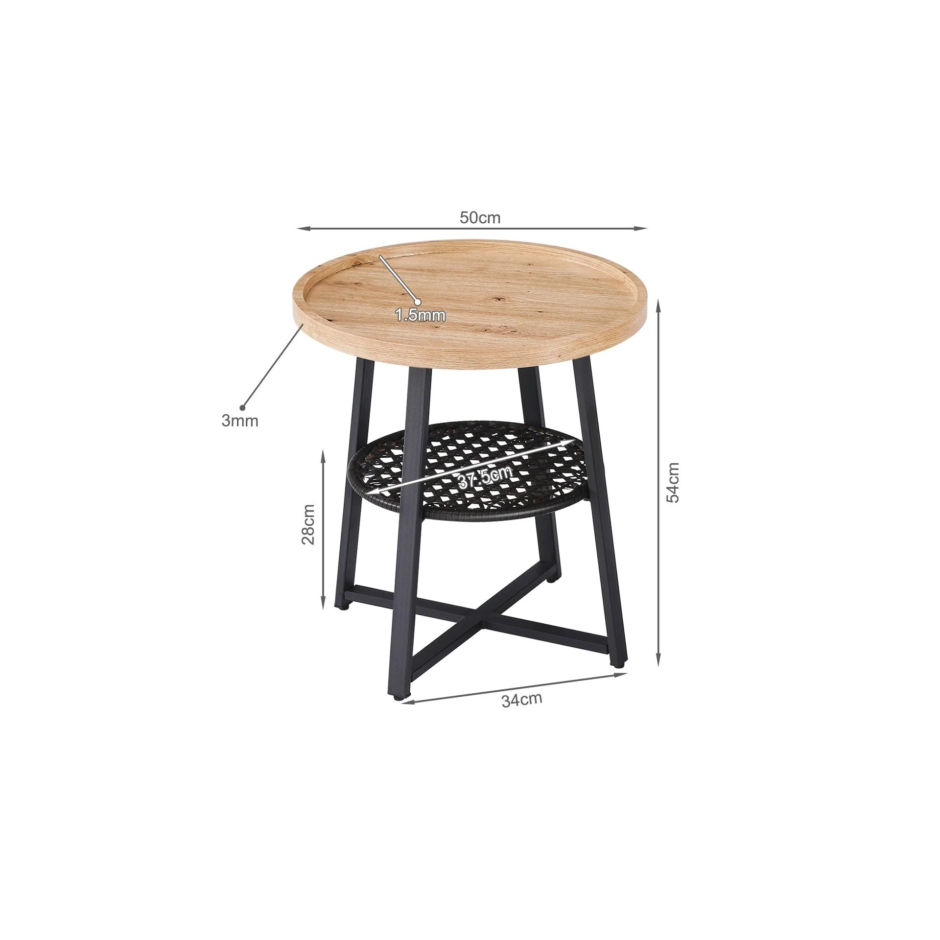Edgar Coffee Table 50cm - Oak + Black - Image 6