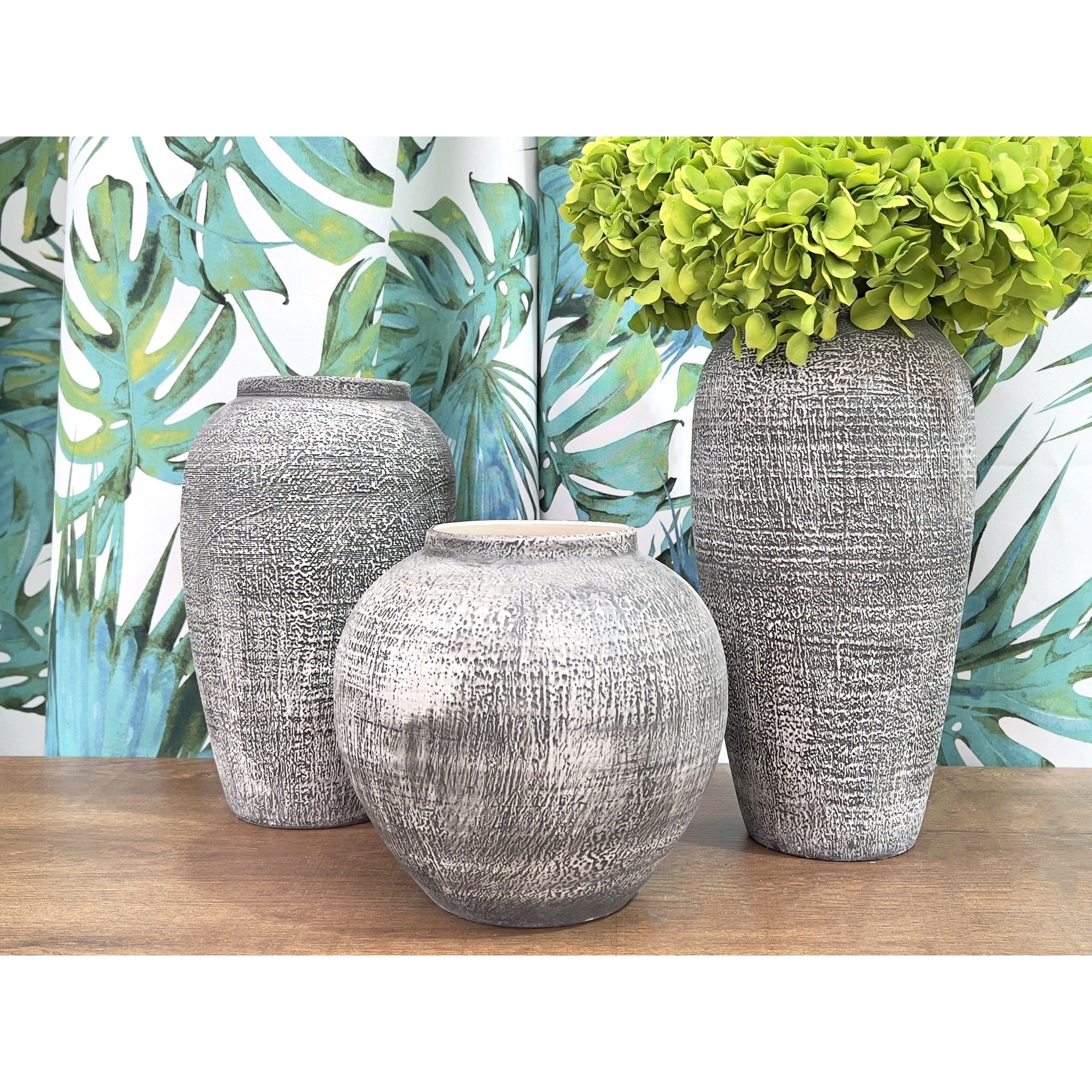 Elara Ceramic Vase Grey - Round Small - Image 2