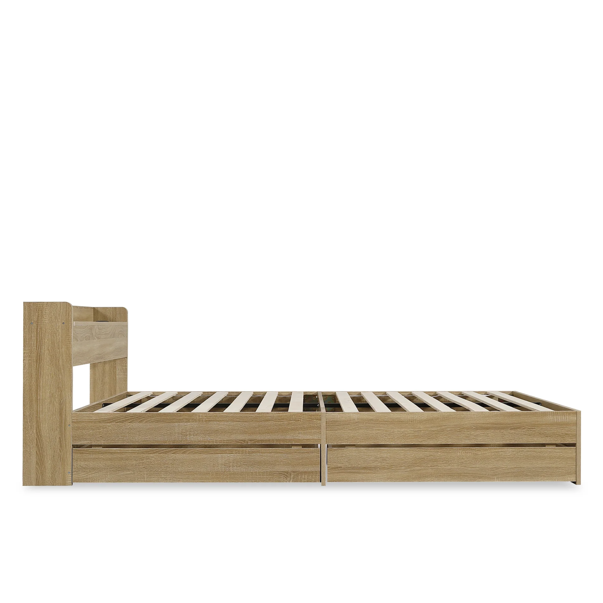 Elda Queen Bed Frame with USB Port & Drawers - Natural - Image 10
