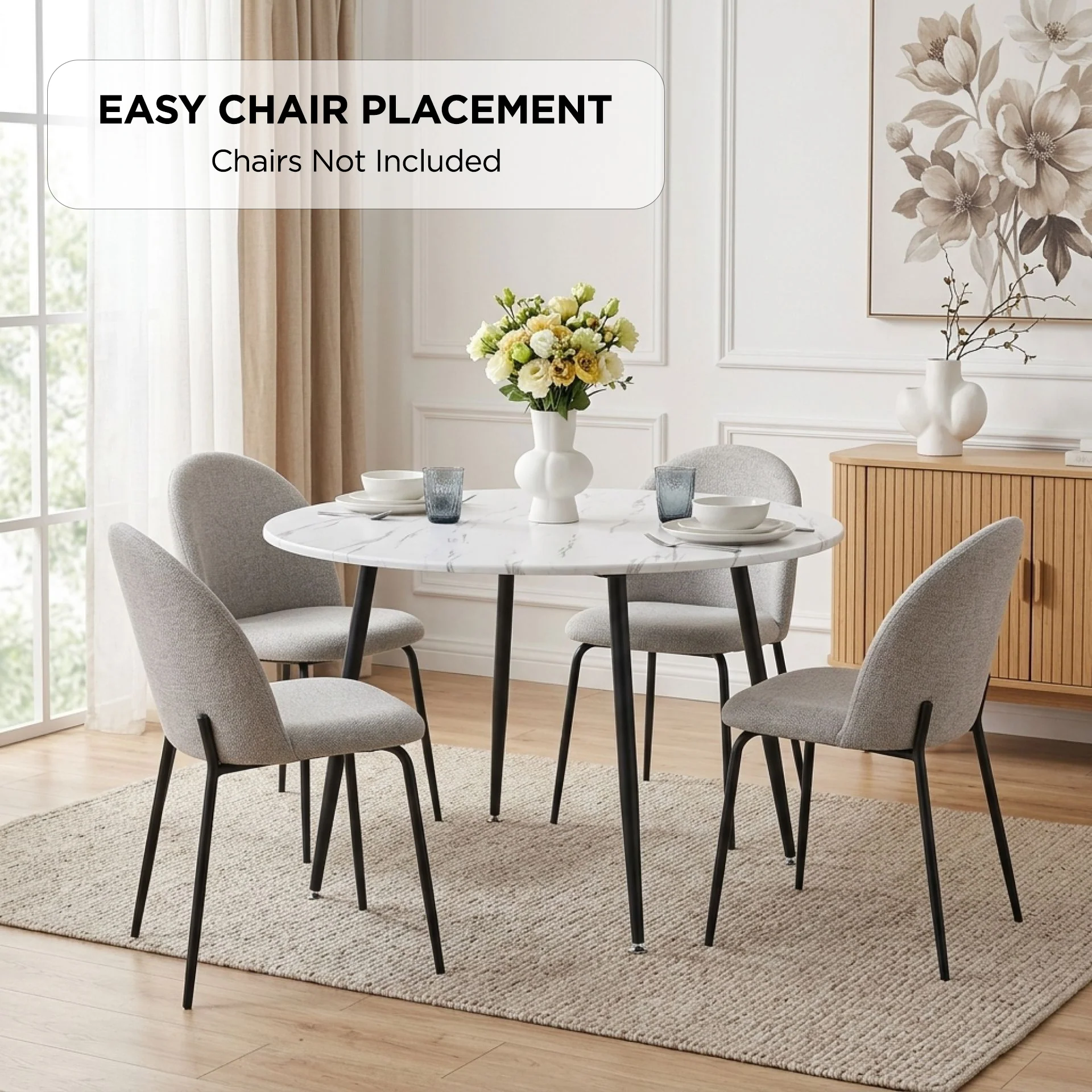 Elijah 120cm Round Dining Table - Marble - Image 3