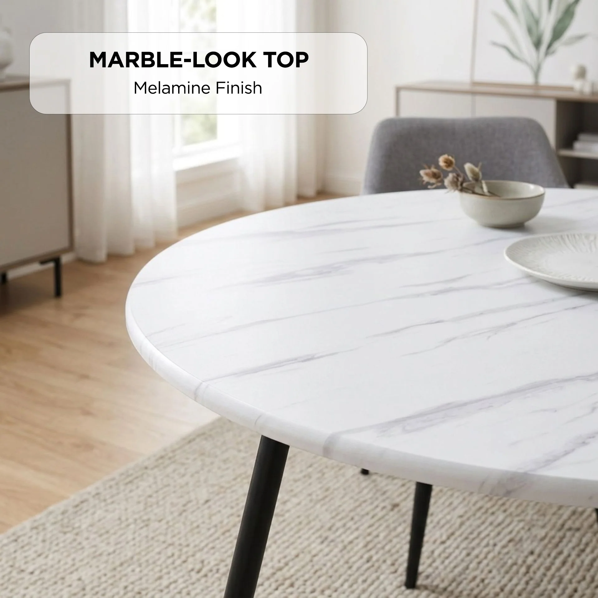 Elijah 120cm Round Dining Table - Marble - Image 4