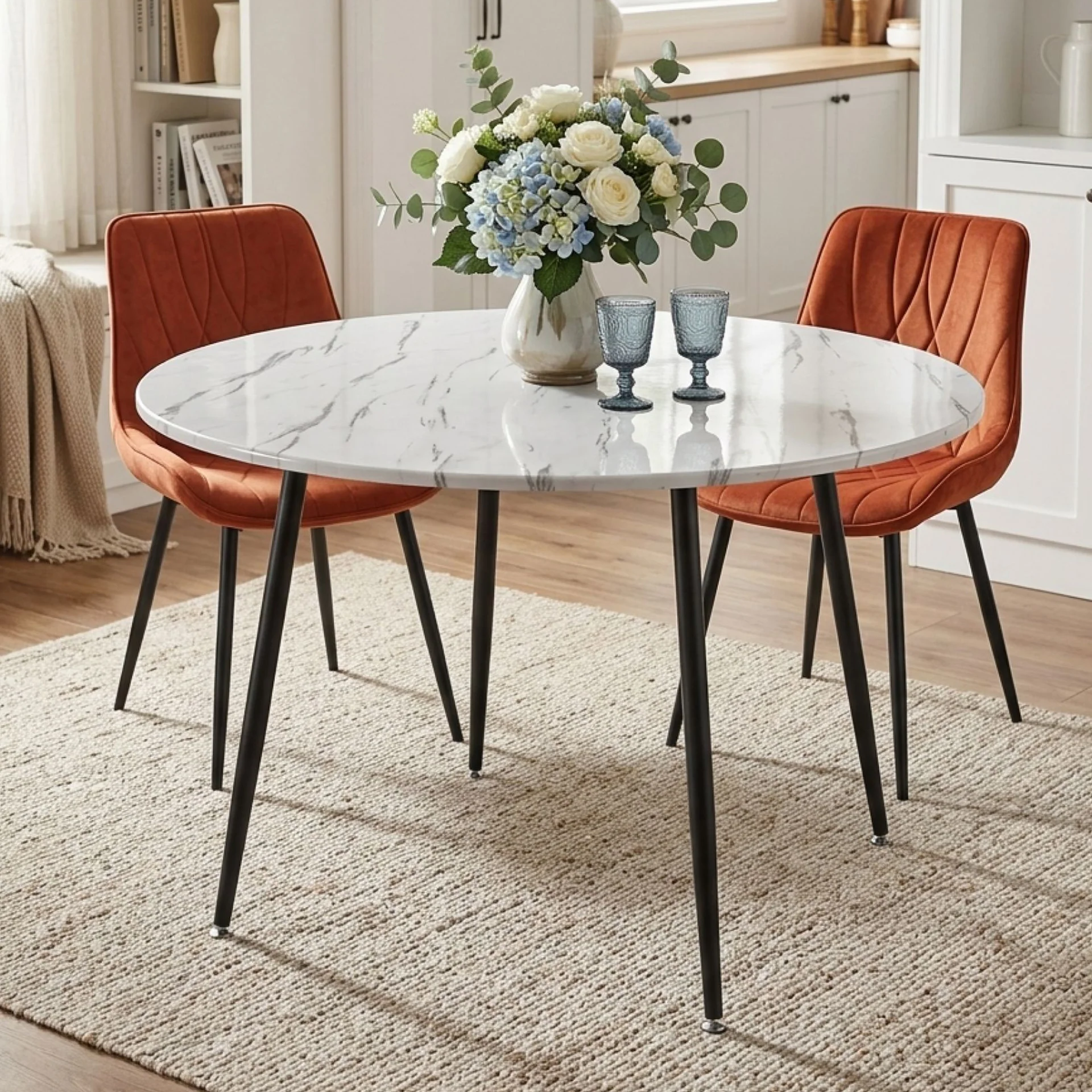 Elijah 120cm Round Dining Table - Marble - Image 9