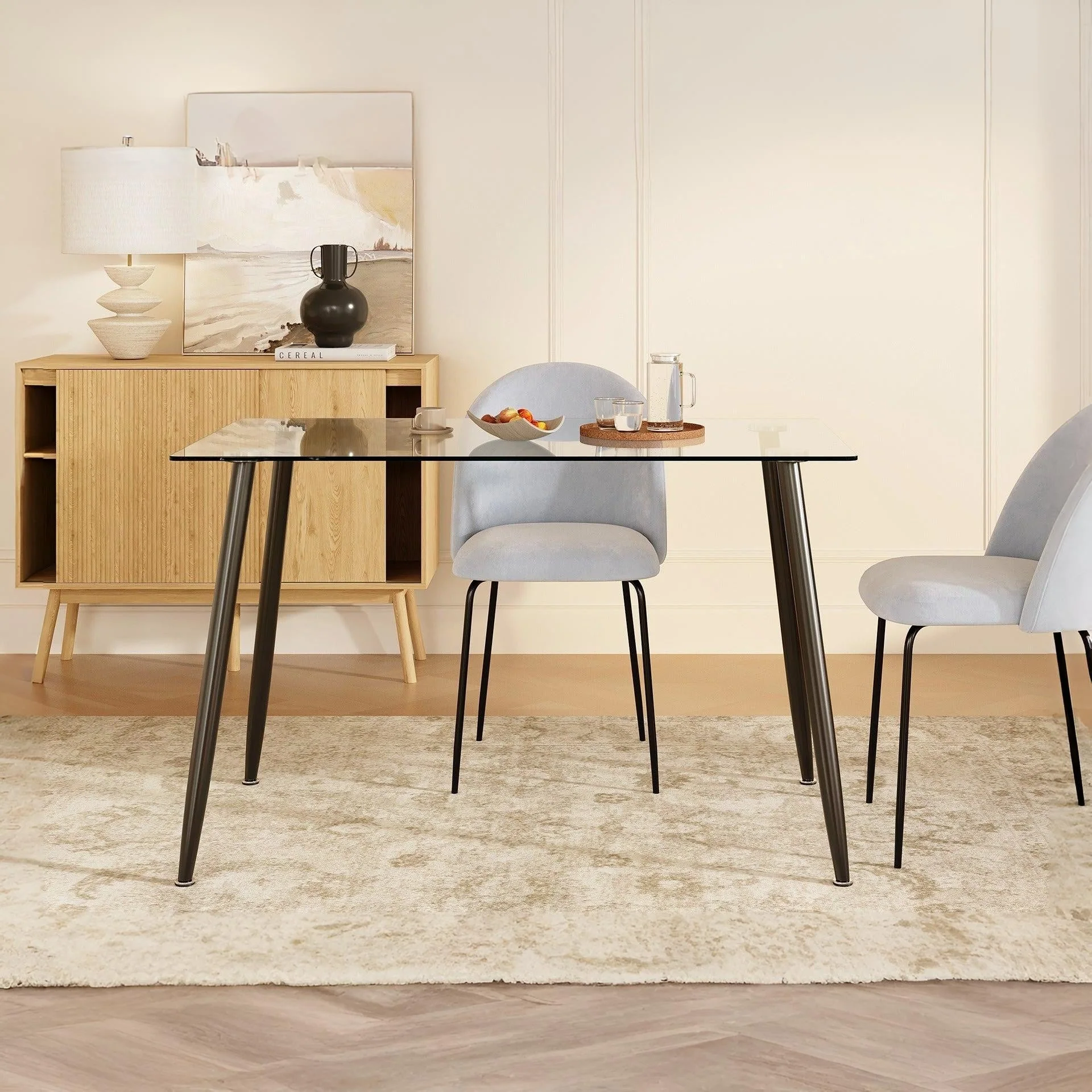 Eliot Tempered Glass Top Dining Table 120 x 70cm - Black - Image 3