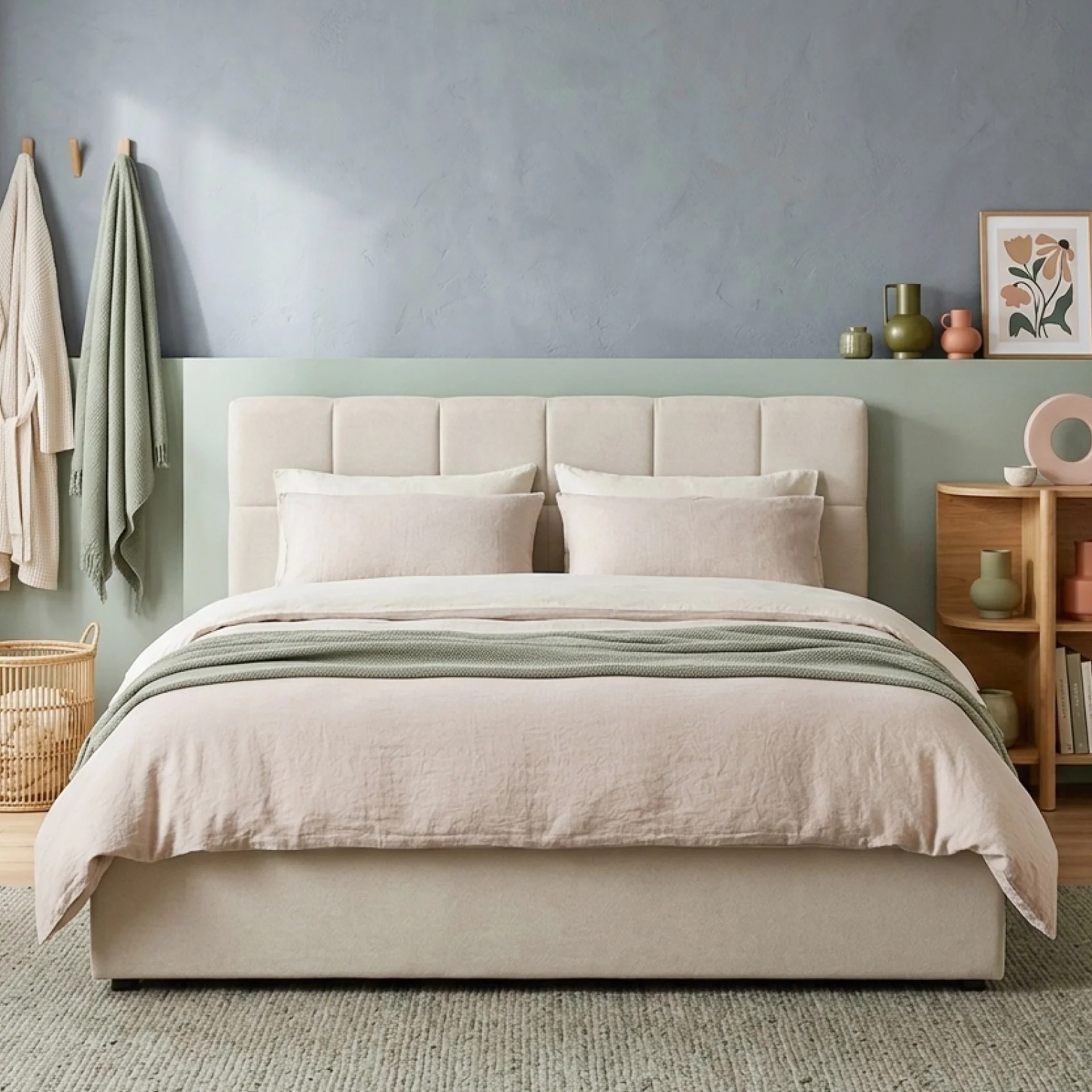Elizabeth Queen Gas Lift Bed Frame - Beige - Image 5