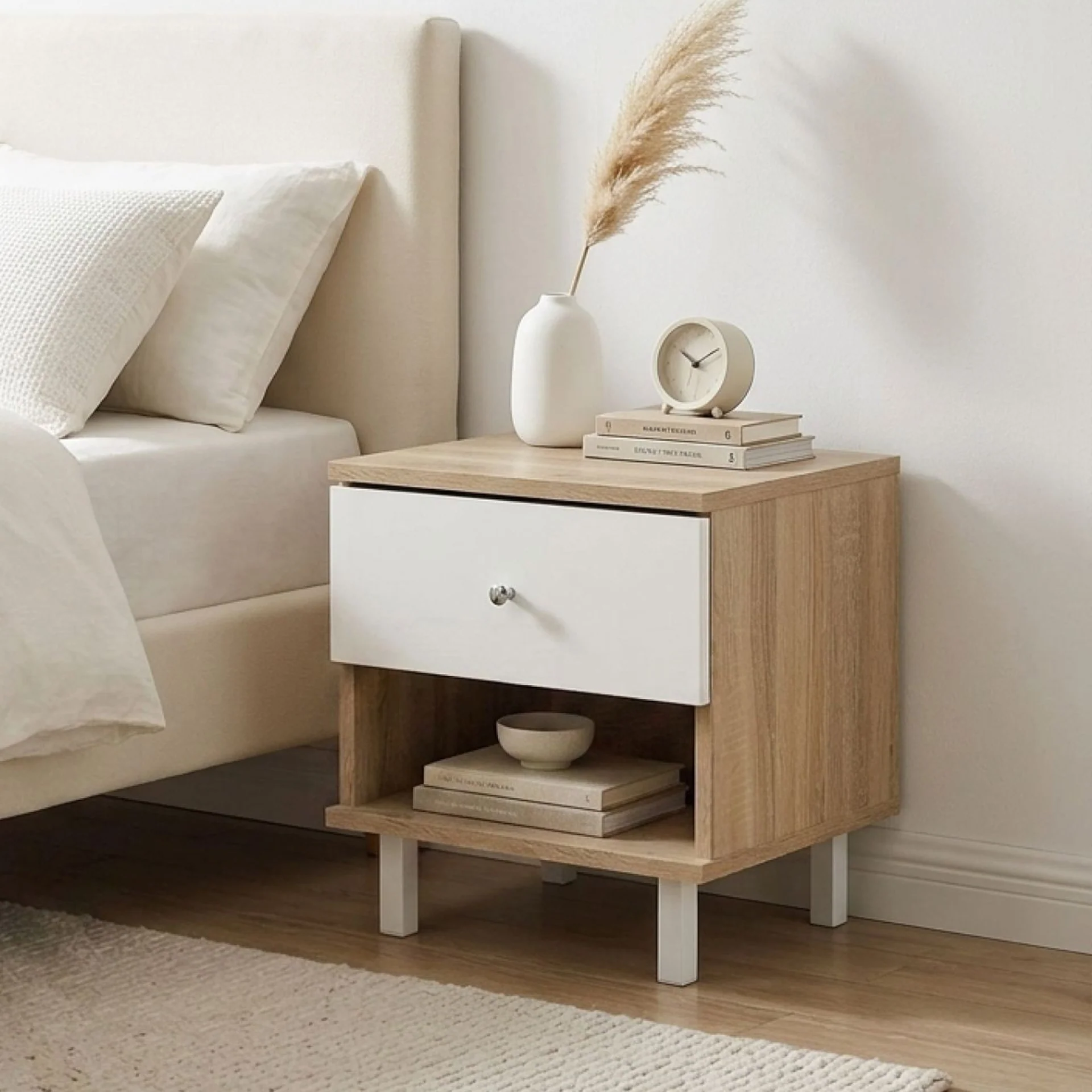 Ellis Bedside Table - Oak + White - Image 5