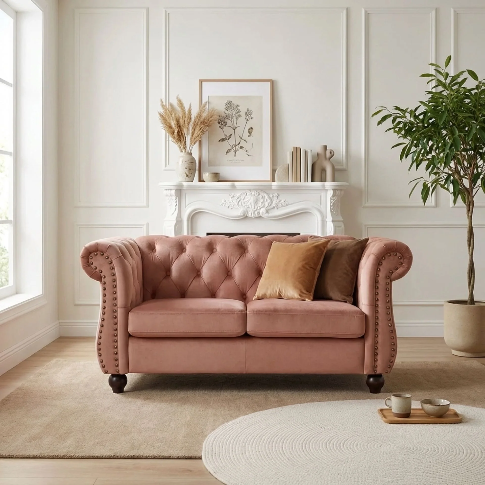 Emily Velvet 2 Seater Sofa - Rose - Image 4