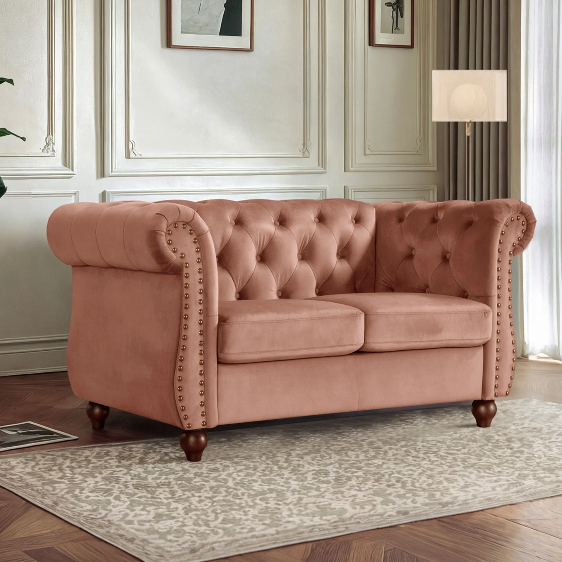 Emily Velvet 2 Seater Sofa - Rose - Image 5