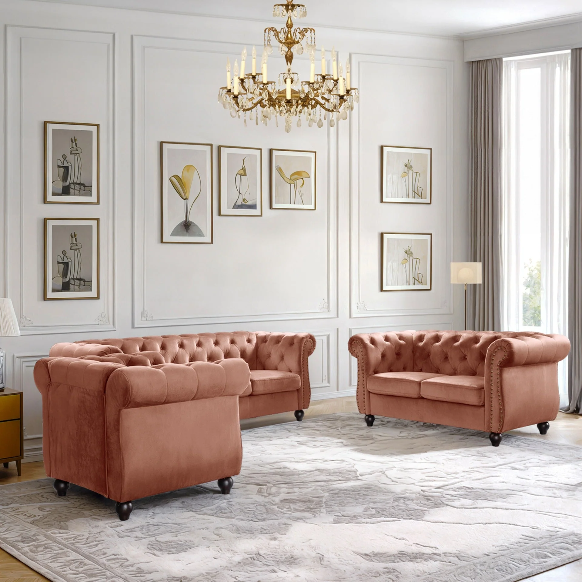 Emily Velvet 2 Seater Sofa - Rose - Image 7