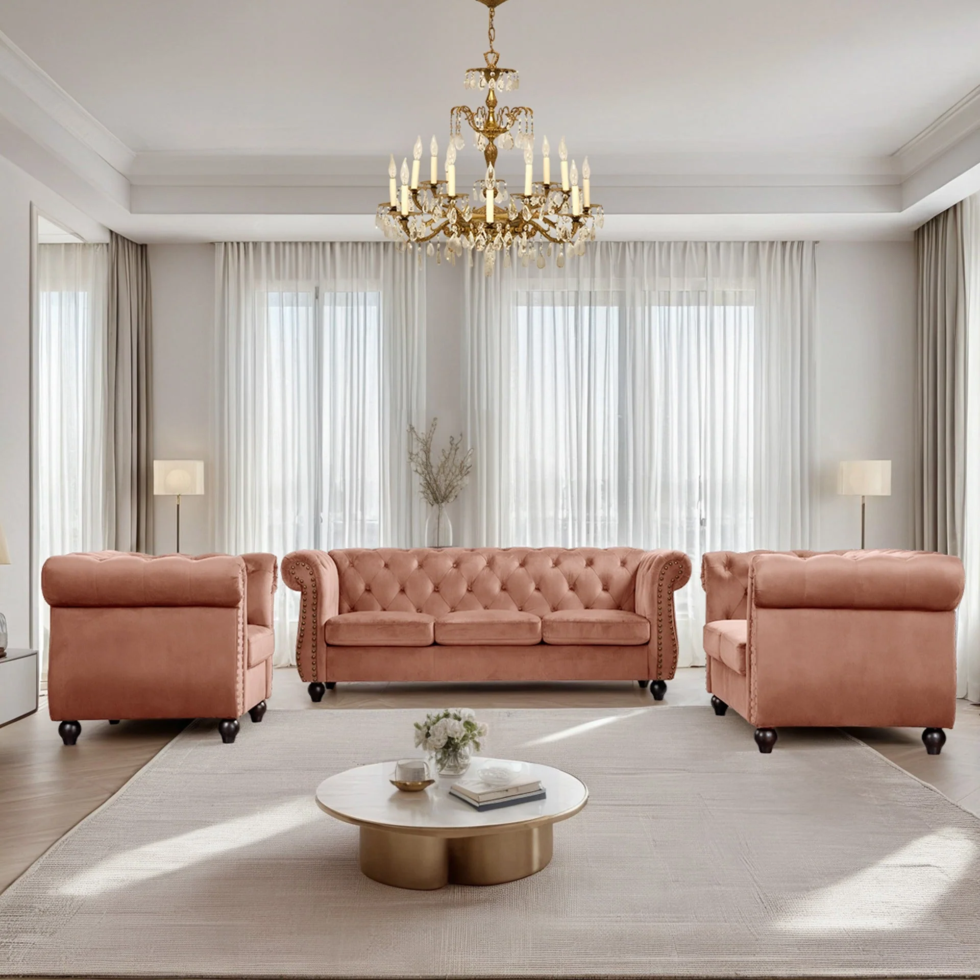 Emily Velvet 2 Seater Sofa - Rose - Image 8