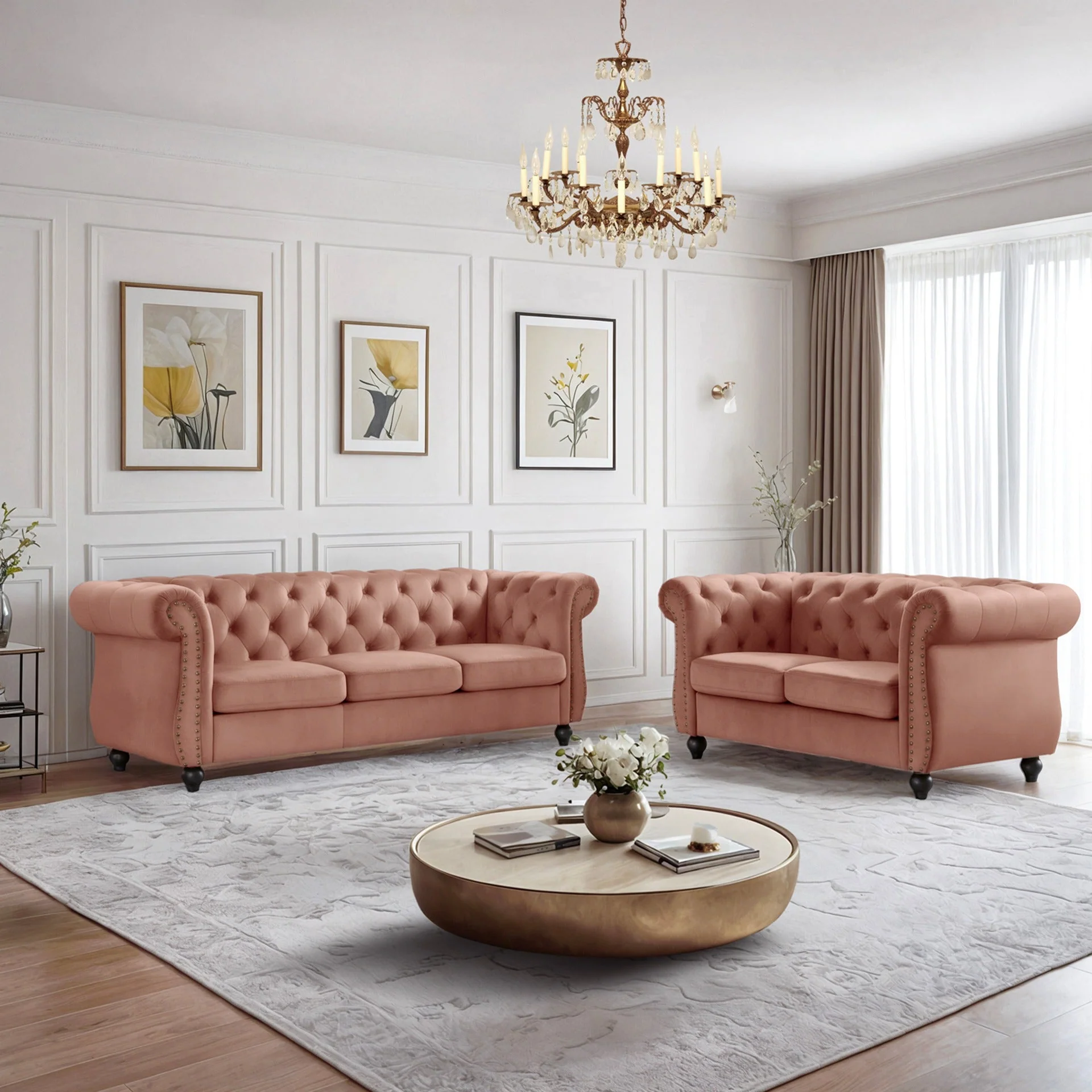 Emily Velvet 2 Seater Sofa - Rose - Image 9