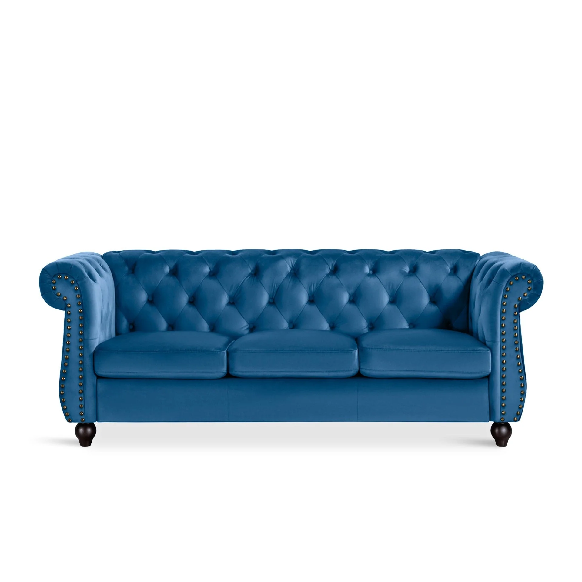 Emily Velvet 3 Seater Sofa – Dark Blue - Image 10