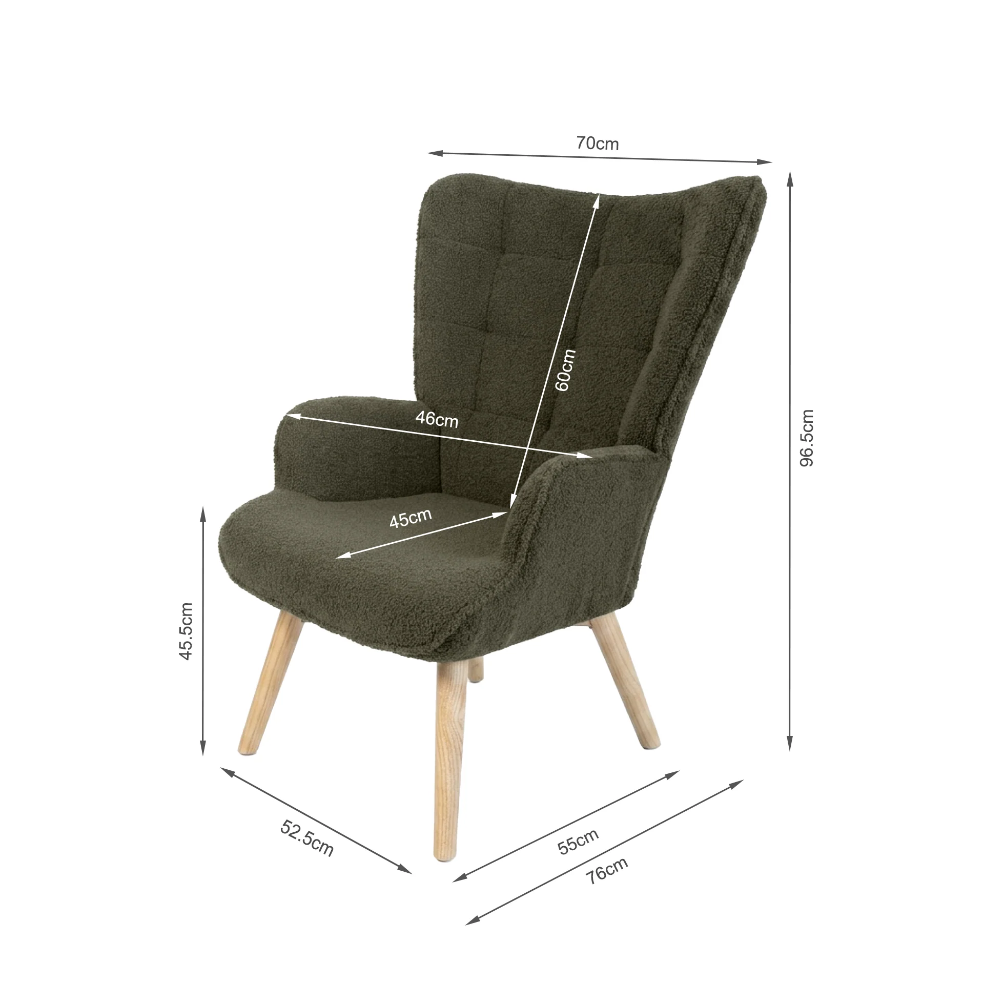 Emma Armchair with Ottoman - Dark Green - Image 16