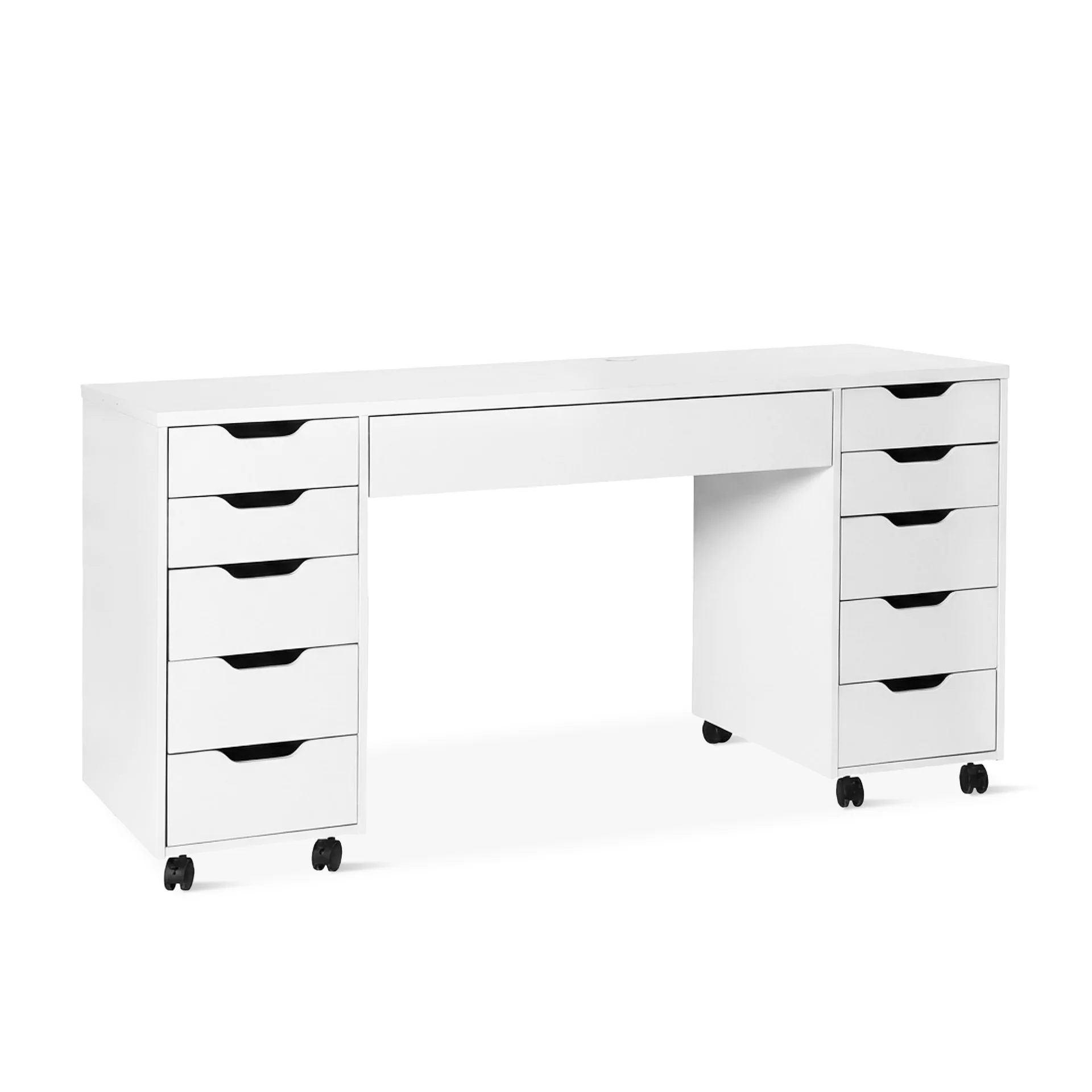 Ennova Rolling Computer Desk with Drawers - White - Image 9