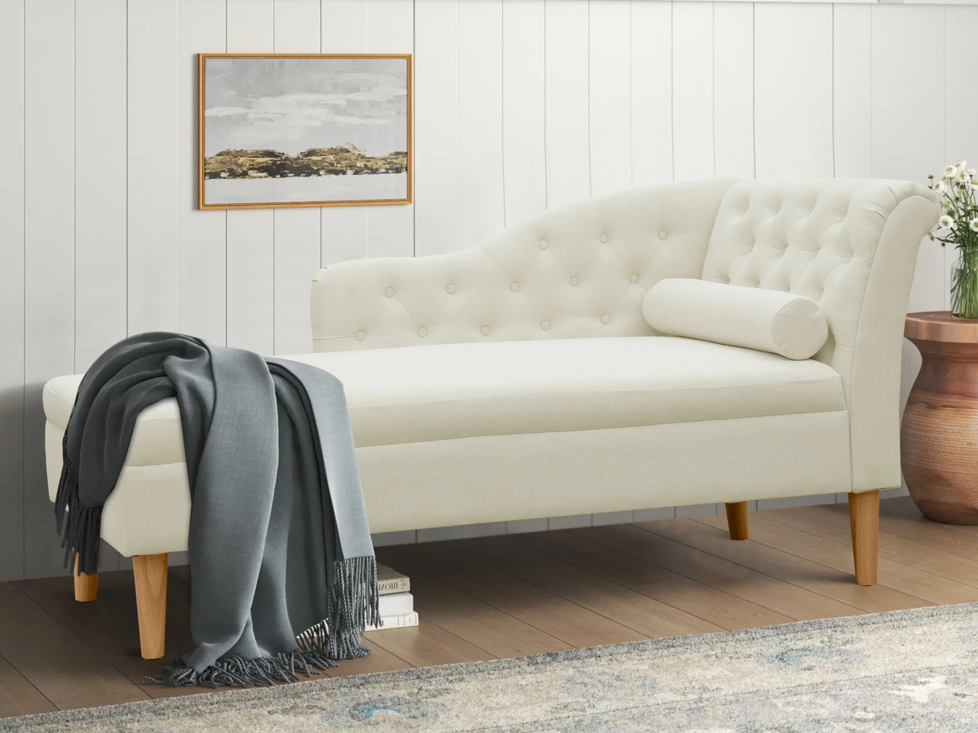 Florence Chaise Lounge Sofa - Beige - Image 10