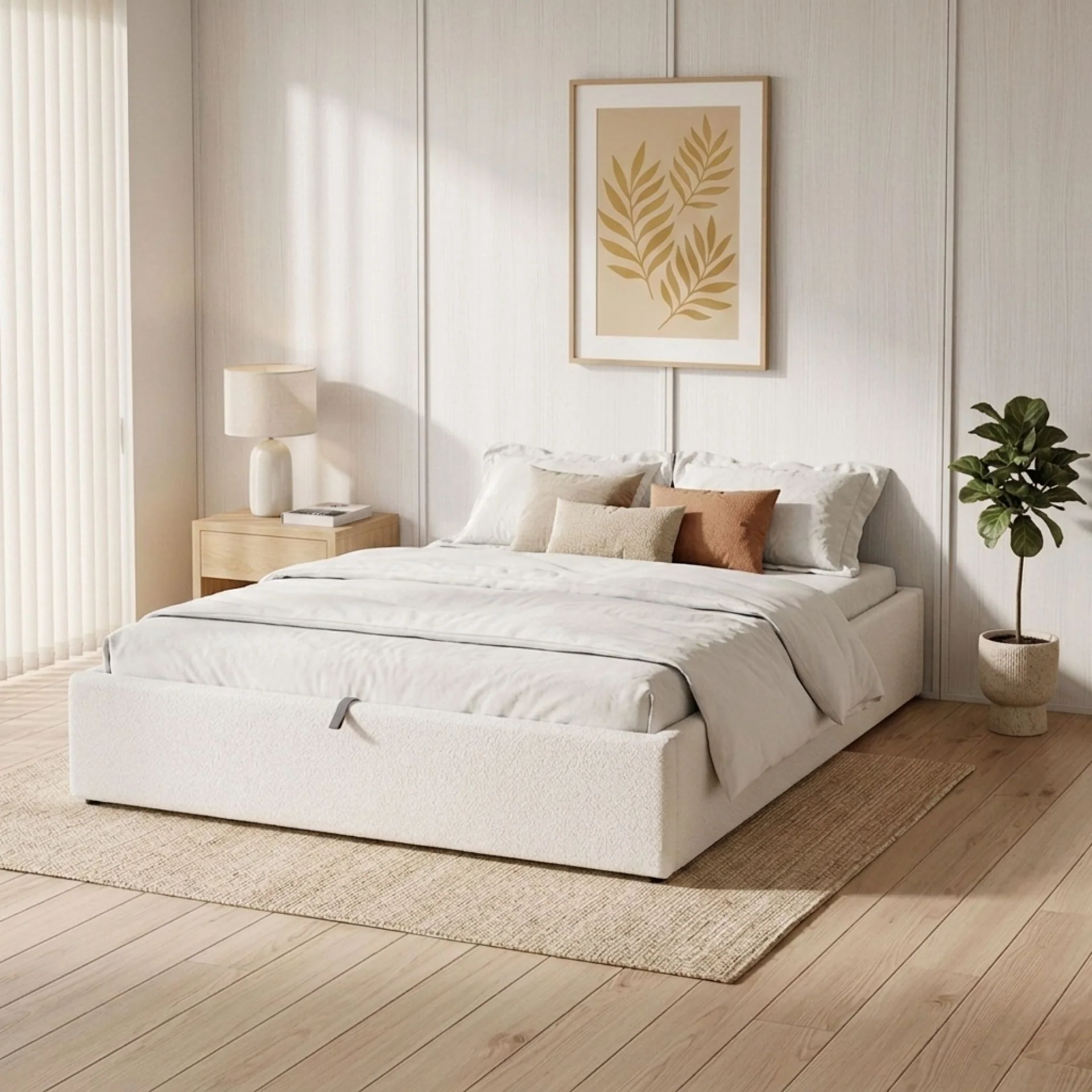 Fomo Double Teddy Gas Lift Bed Frame - White - Image 6