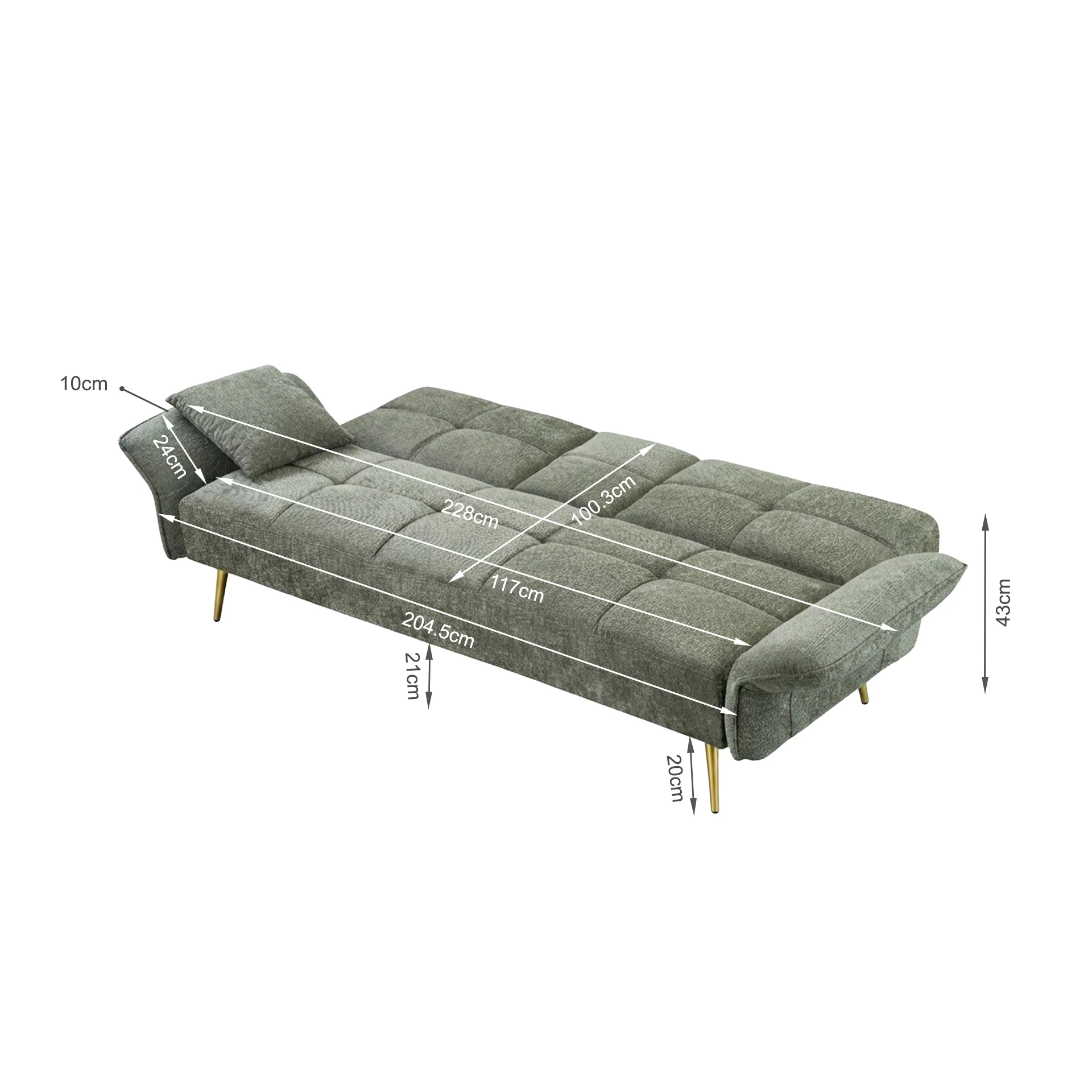 Forest 3 Seater Sofa Bed with Cup Holder - Green - Image 21
