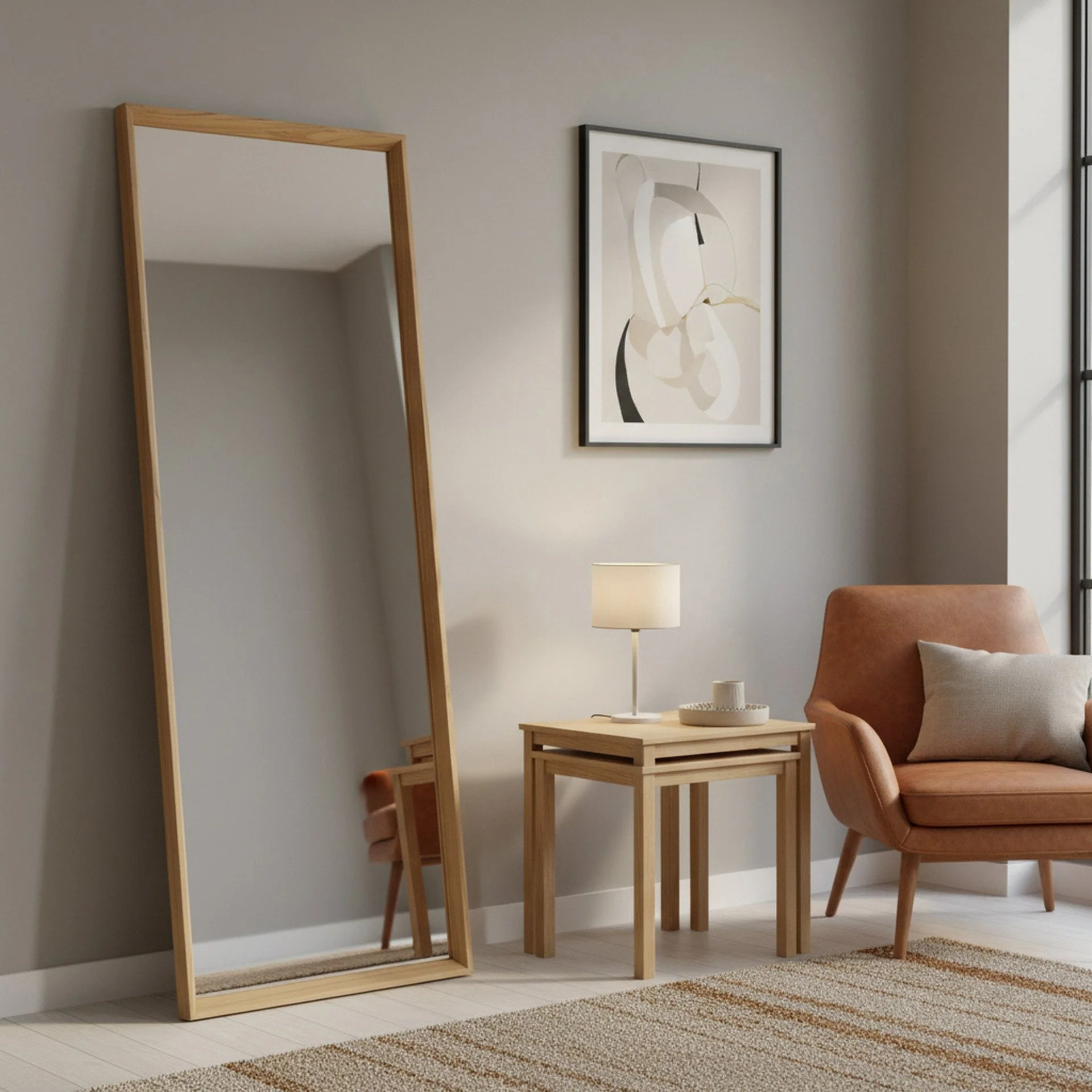 Form Full Length Mirror 165cm - Light Wood - Image 8