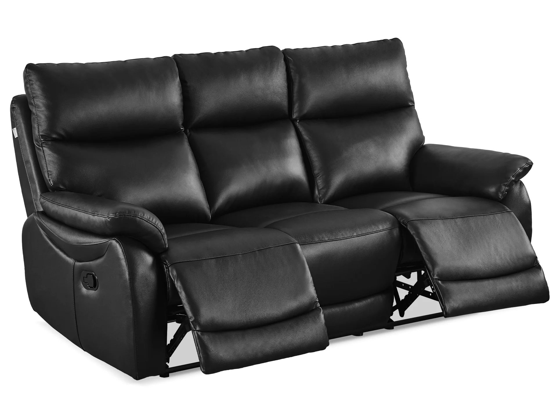 Foxton Full Leather 3 Seater Recliner Sofa - Black - Image 3