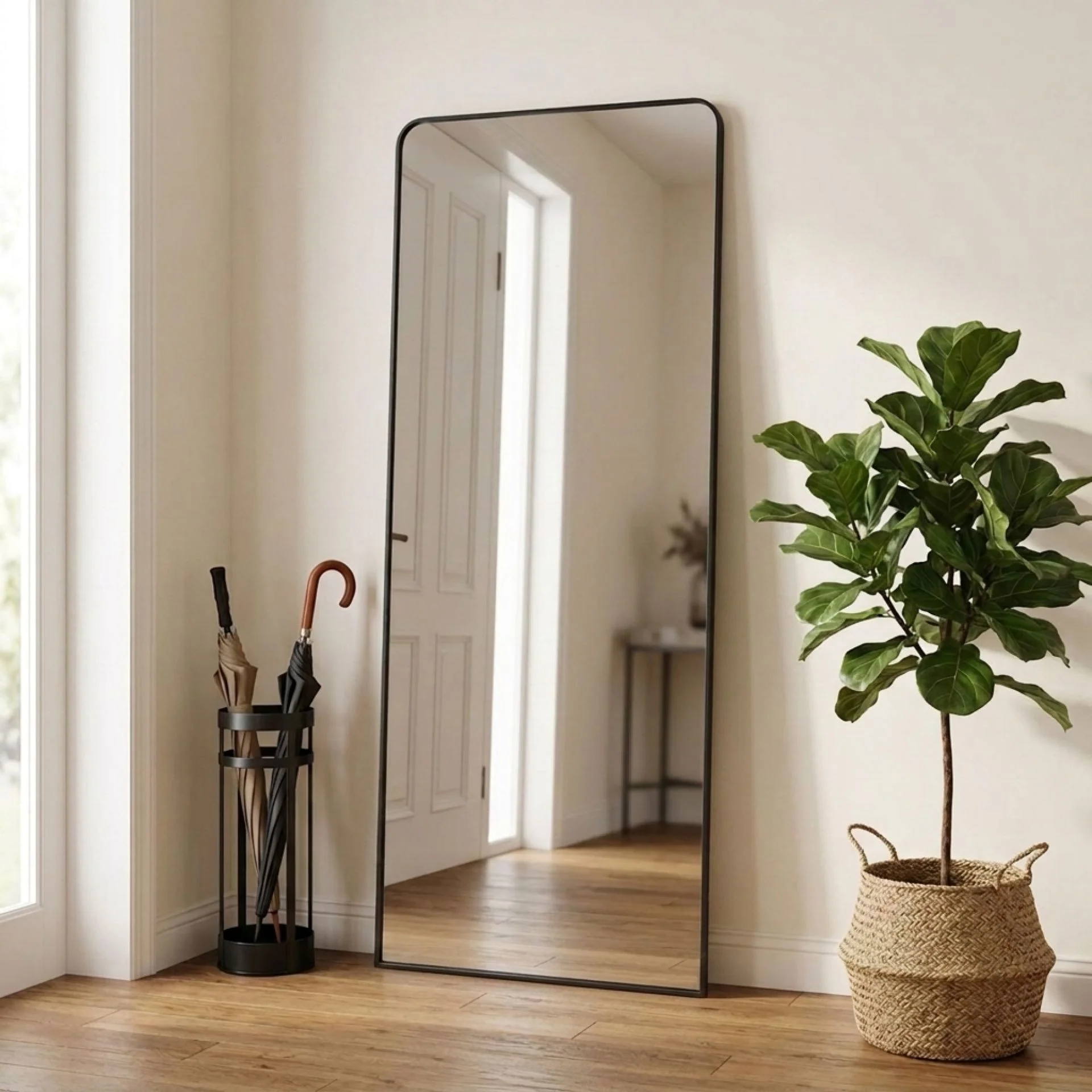 Frame Full Length Metal Wall Mirror - Black