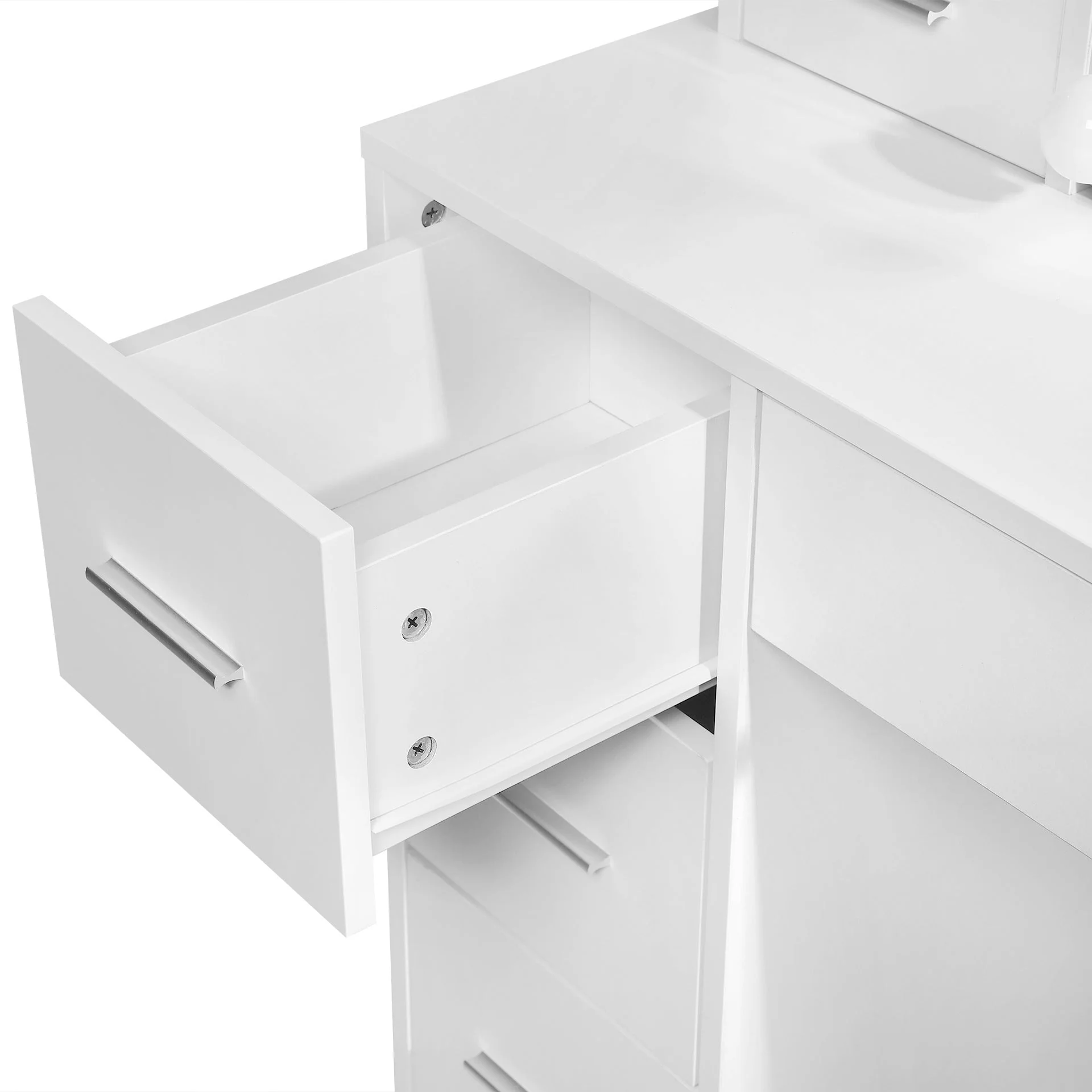 Freesia 2 Piece Dressing Table with Mirror & Stool Set - White - Image 16
