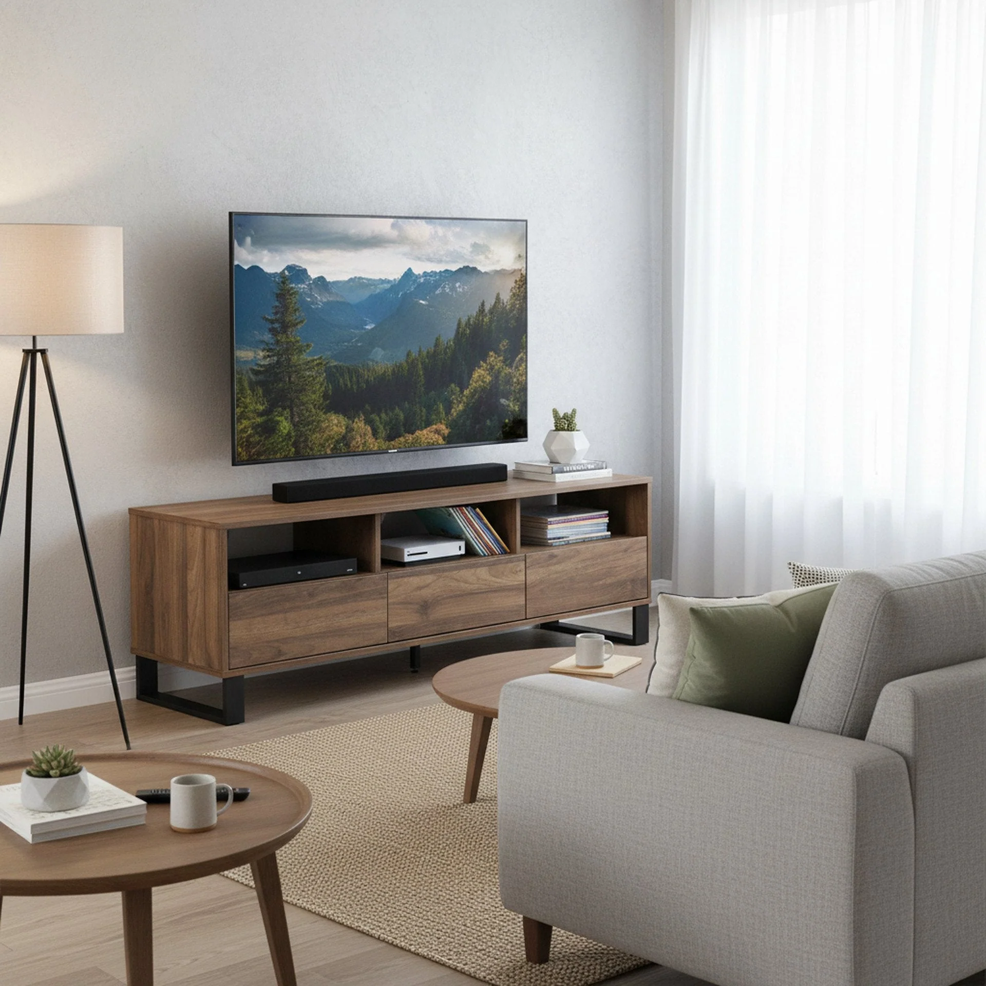Frohna 1.6m Entertainment Unit - Walnut - Image 8