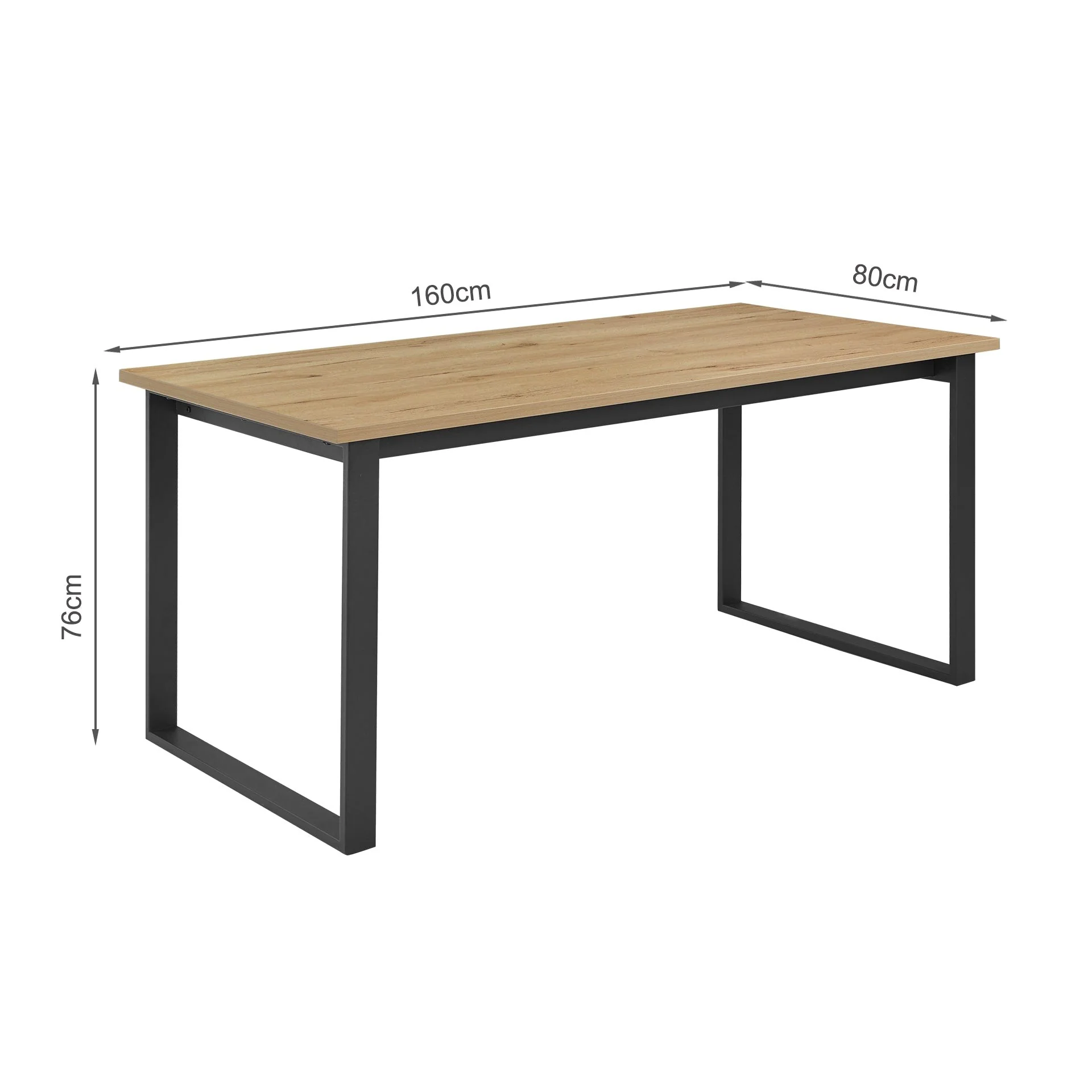 Frohna Dining Table Rectangle 160 x 80cm - Oak - Image 6