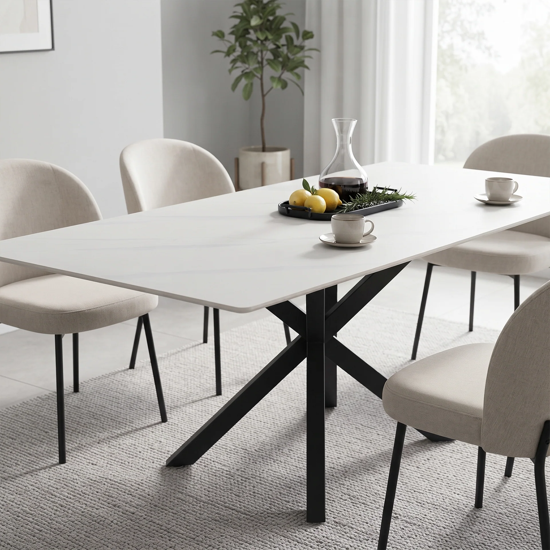 Frost Dining Table 160 x 90 x 78cm - White - Image 6