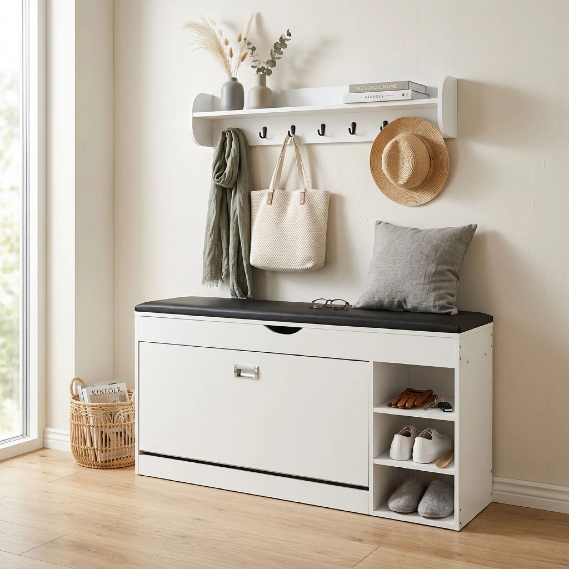 Gannet Shoe Rack Storage Cabinet 3 Layer - White + Black
