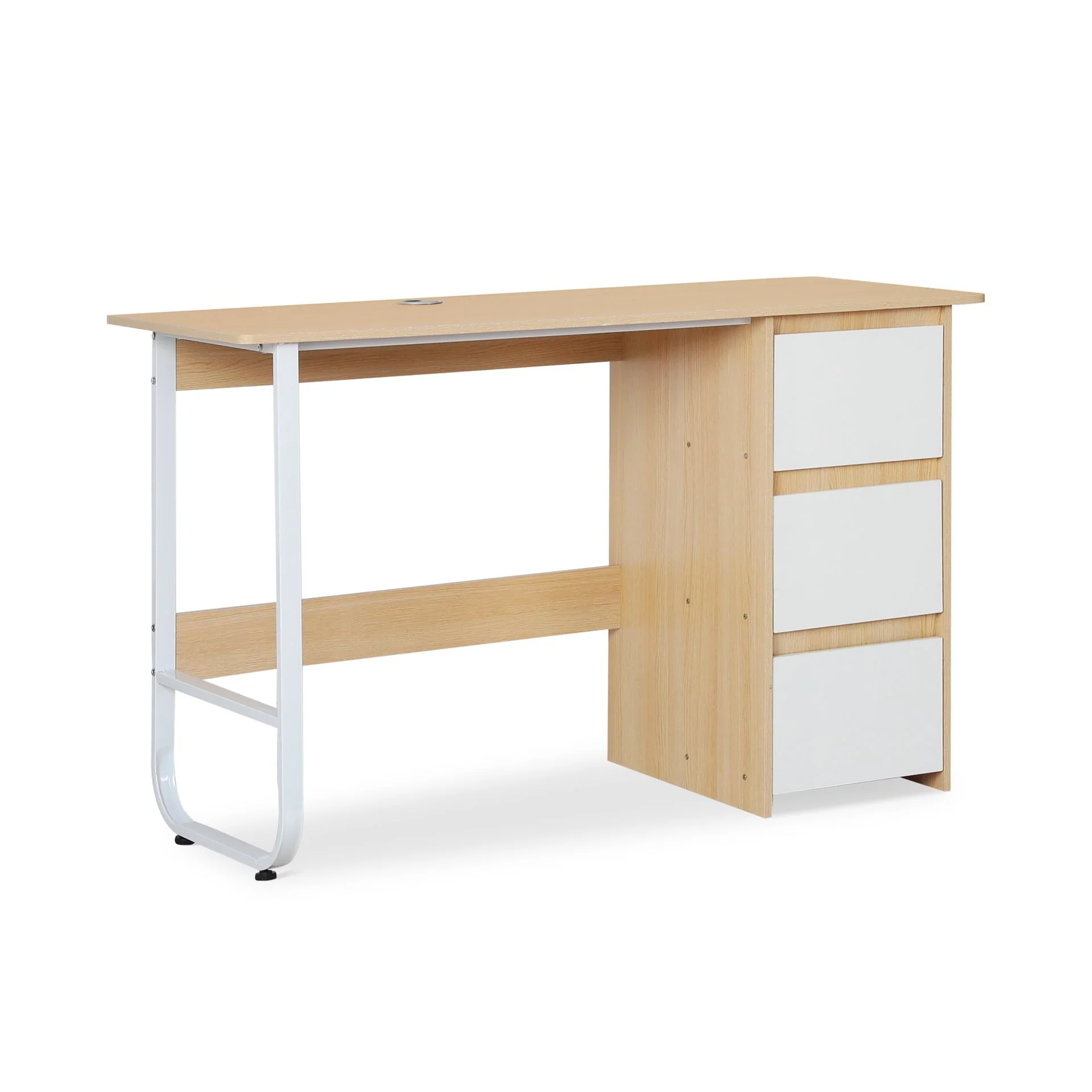 Gavin 120cm Computer Desk with Drawers - Natural + White - Image 7