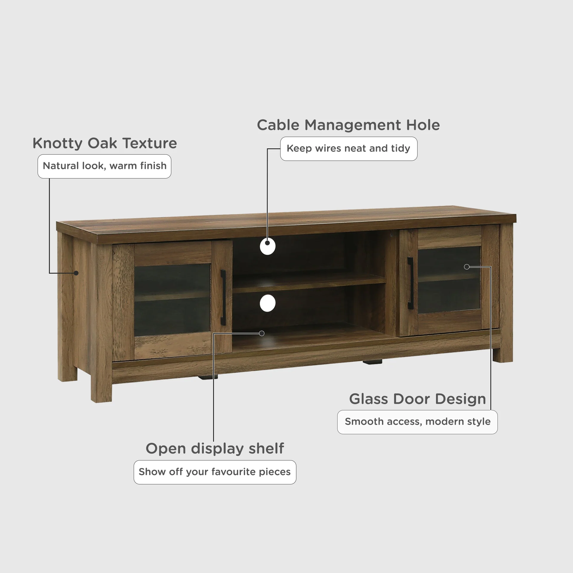 Georgie 1.5m Entertainment Unit - Knotty Oak - Image 3