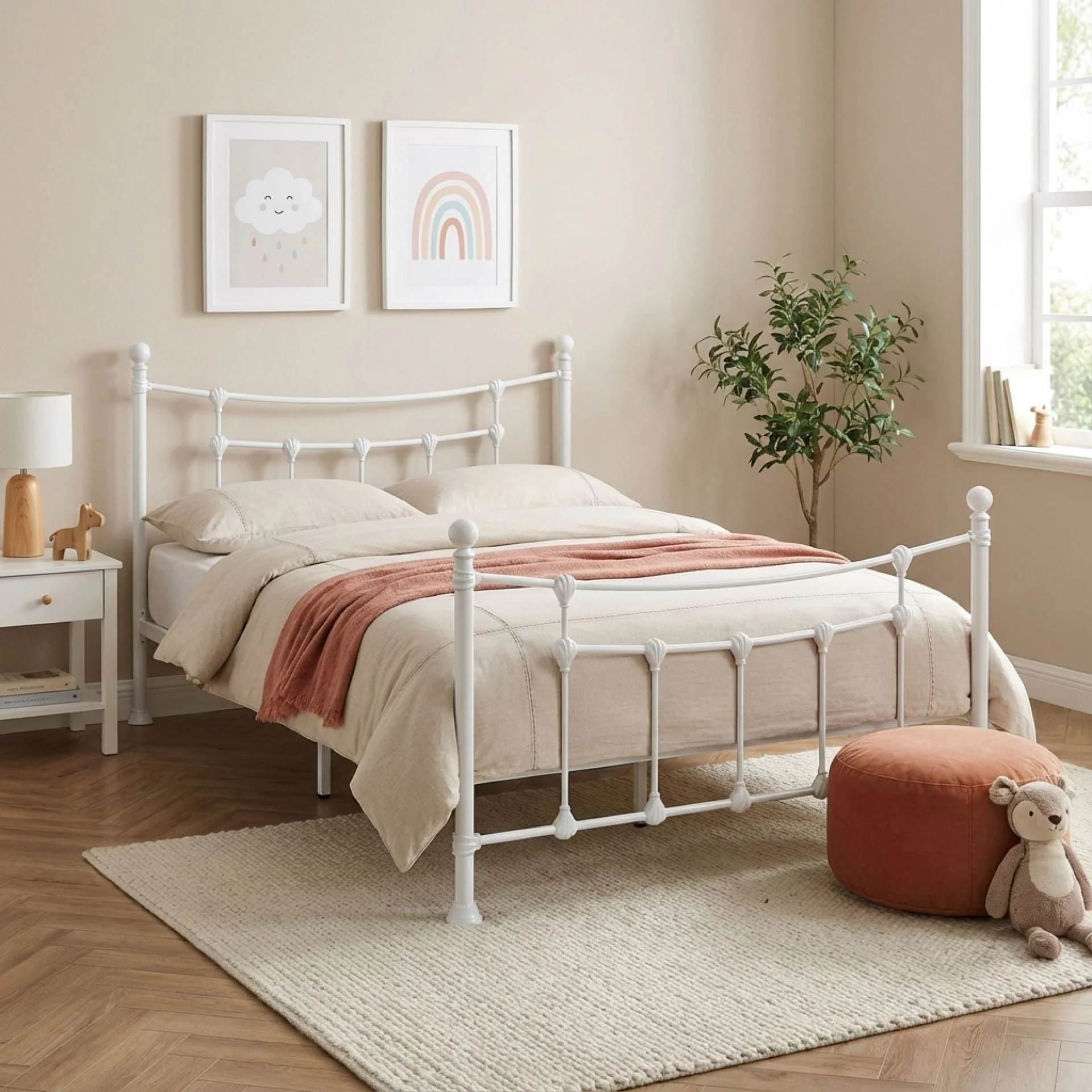 Gingera Double Metal Bed Frame - White
