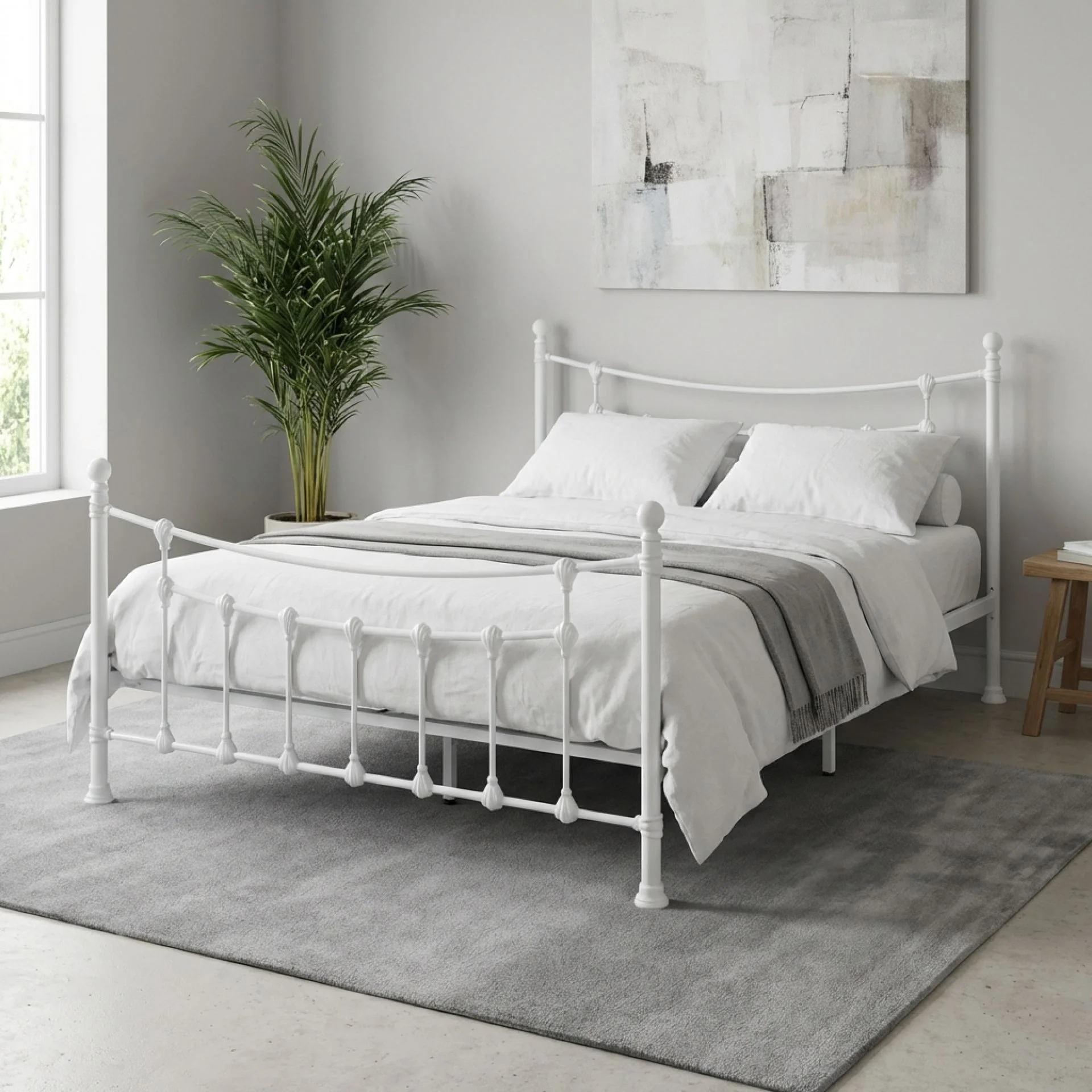 Gingera Queen Metal Bed Frame - White - Image 4