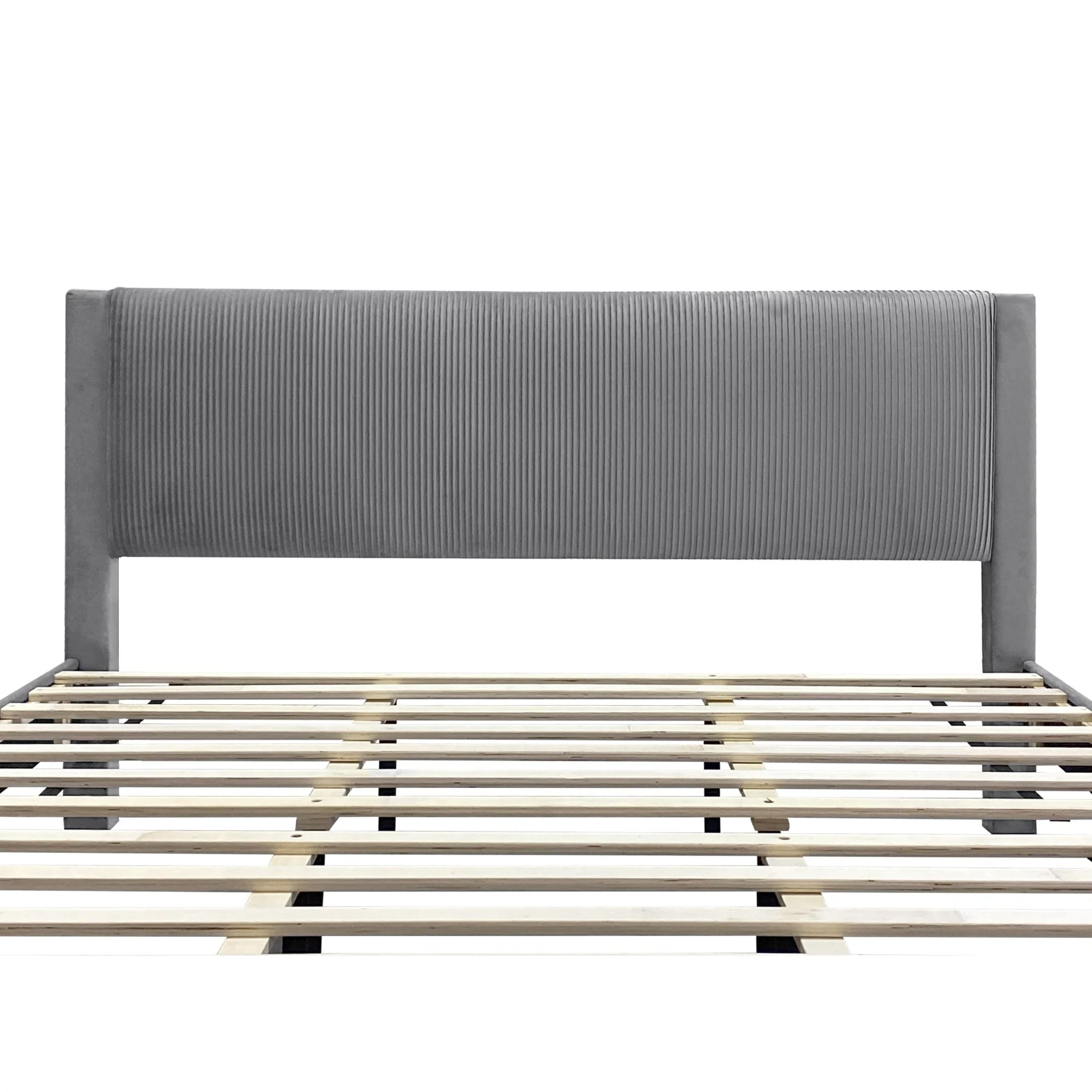 Gower Velvet Super King Bed Frame with 4 Drawers - Grey - Image 12