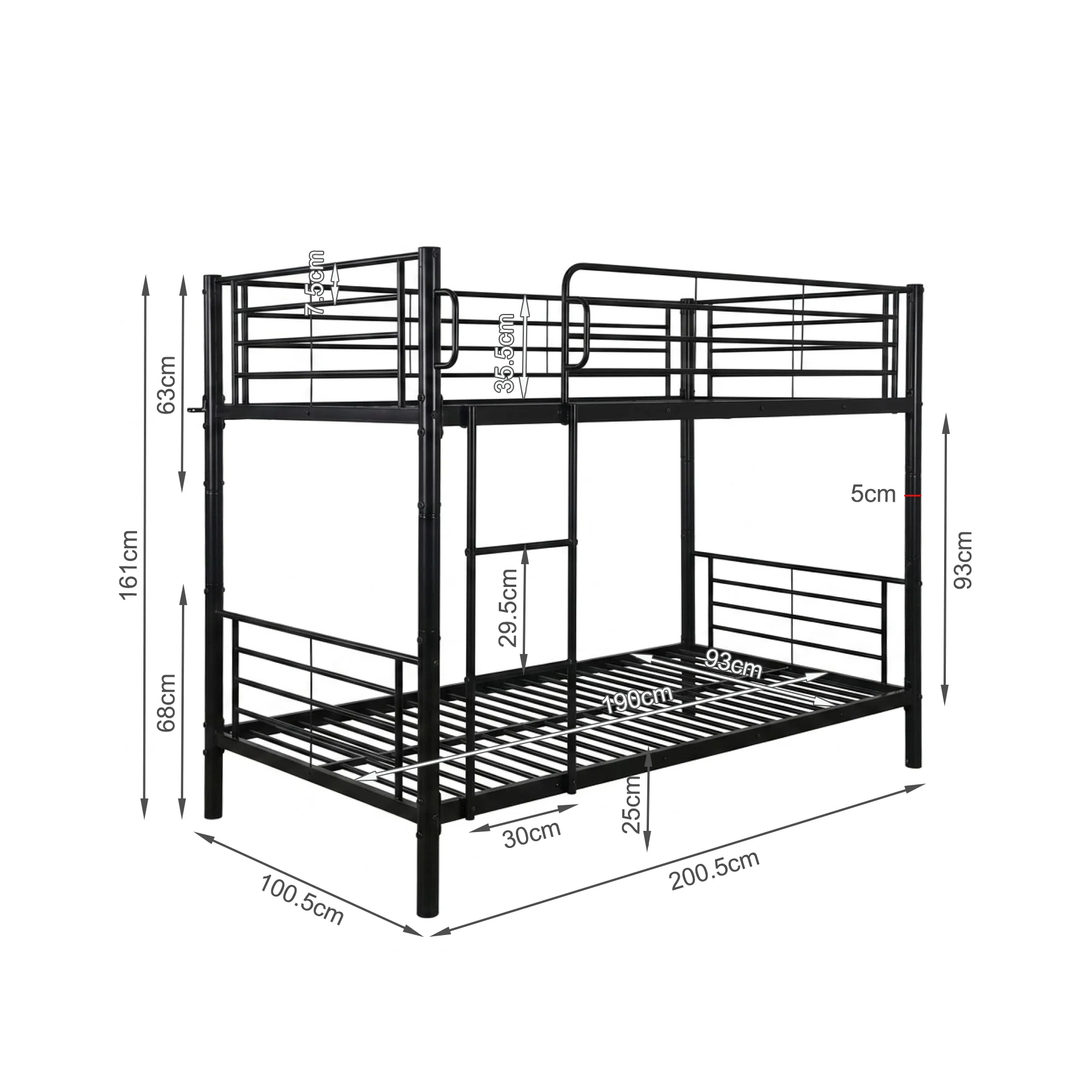 Graid Single Metal Bunk Bed Frame - Black - Image 16