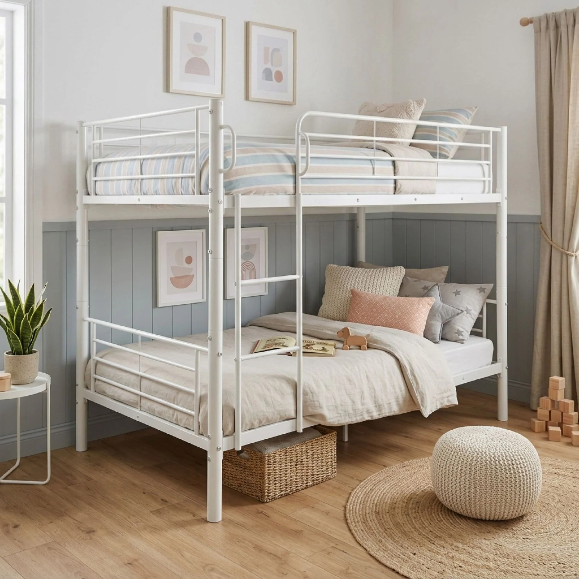 Graid Single Metal Bunk Bed Frame - White