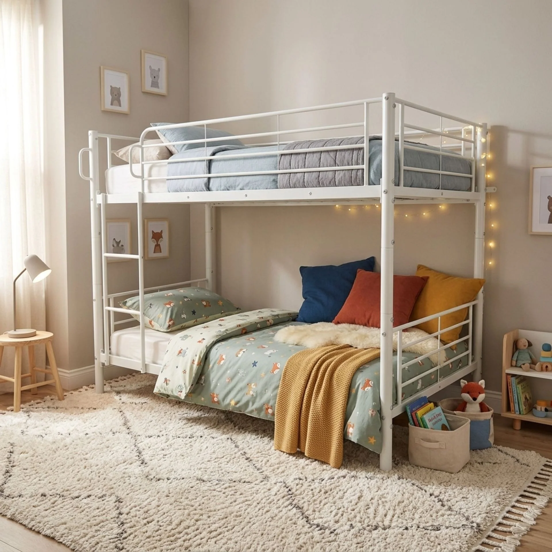 Graid Single Metal Bunk Bed Frame - White - Image 3