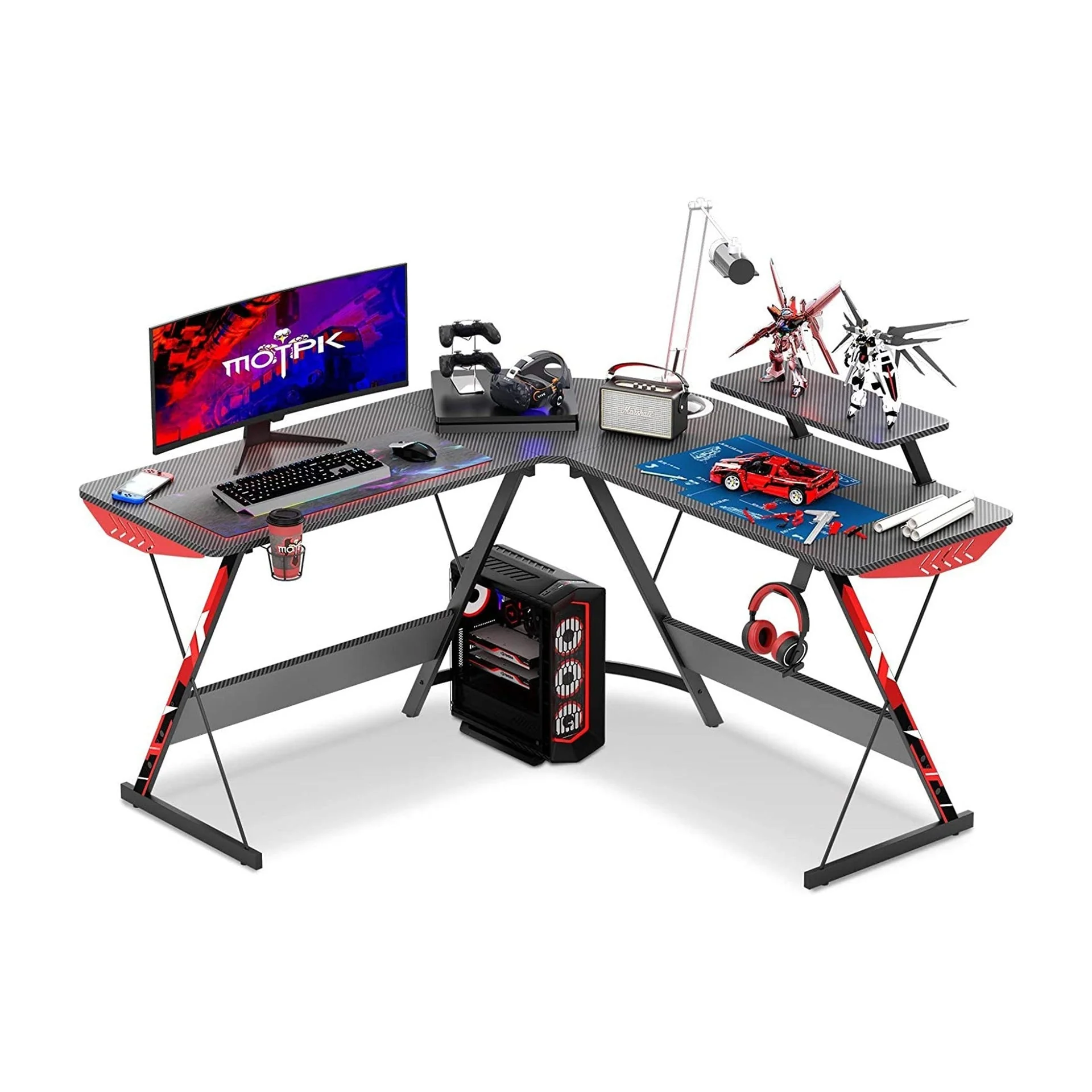 Grant Gaming Corner Desk with Monitor Stand - Carbon Black - Image 4