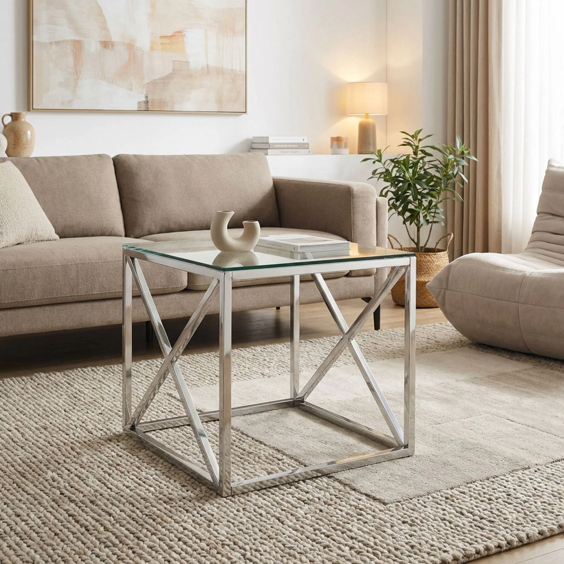 Greer Tempered Glass Square Coffee Table