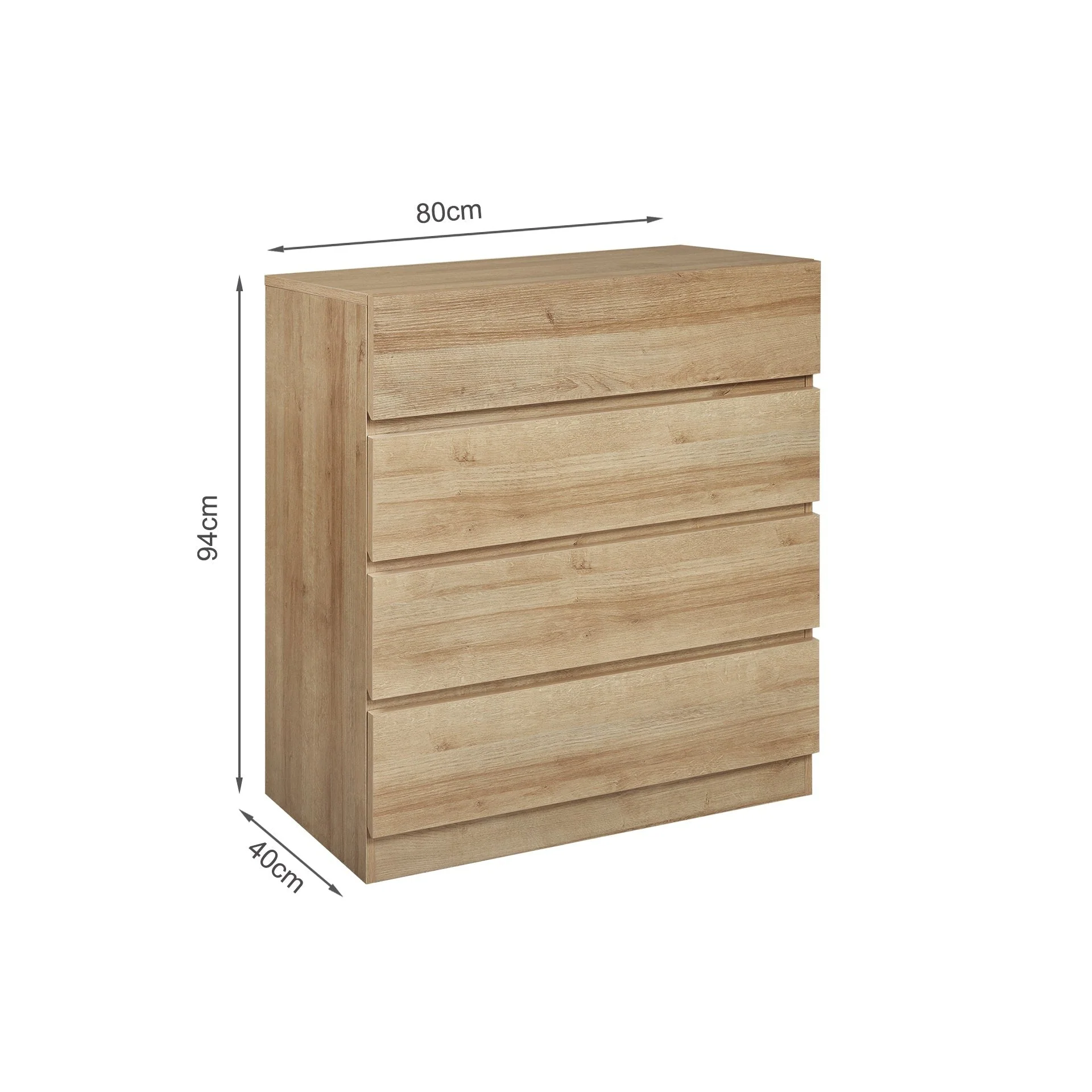 Harris Wooden Tallboy 4 Drawers - Oak - Image 14