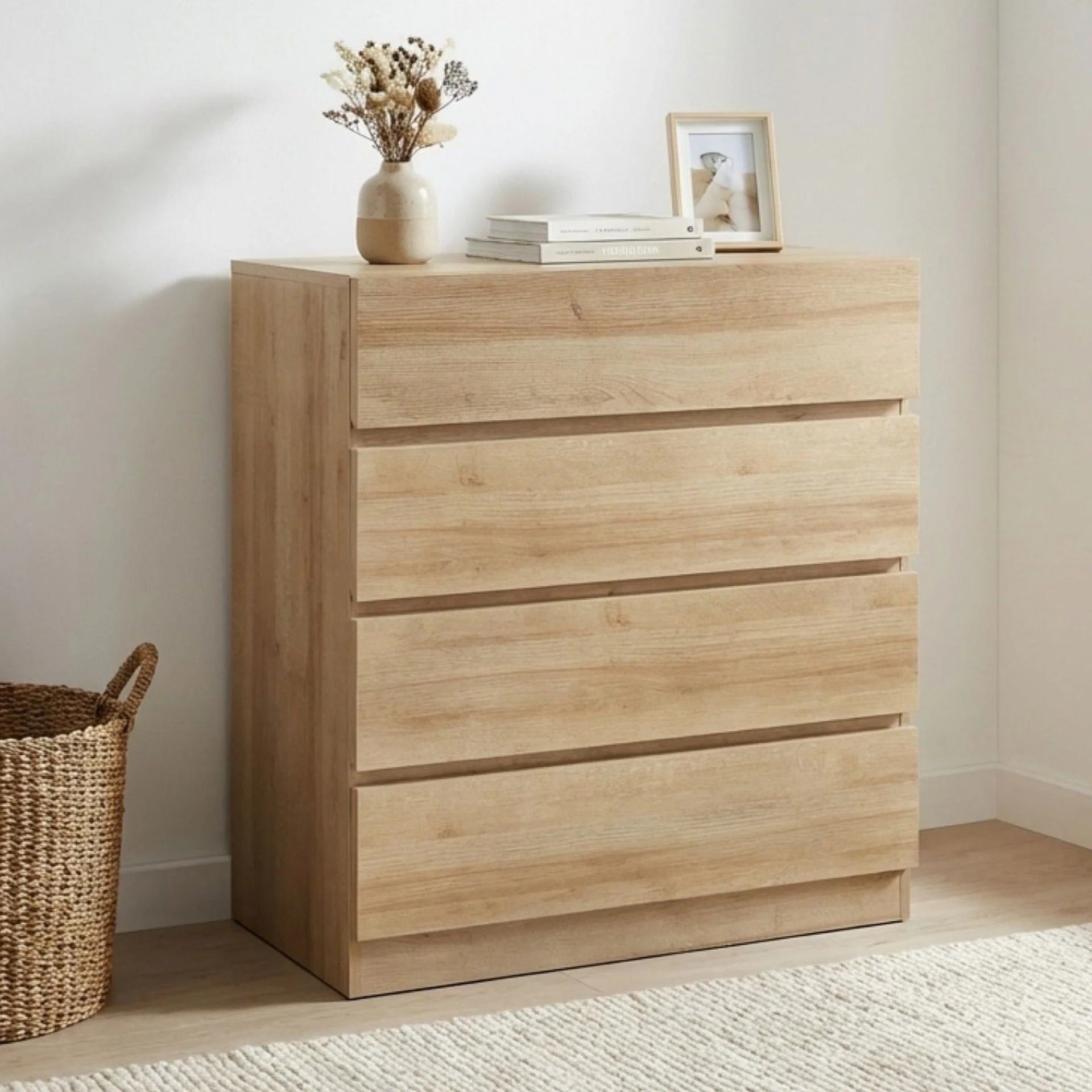 Harris Wooden Tallboy 4 Drawers - Oak - Image 5