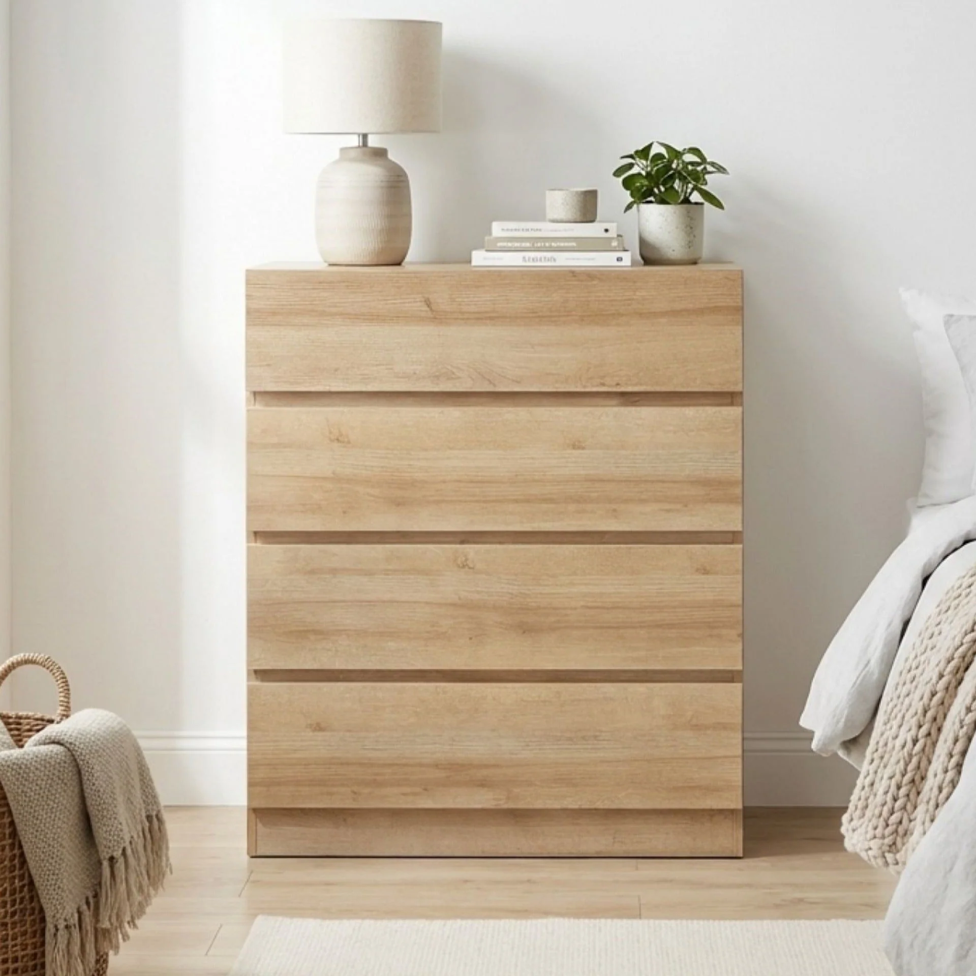 Harris Wooden Tallboy 4 Drawers - Oak - Image 7